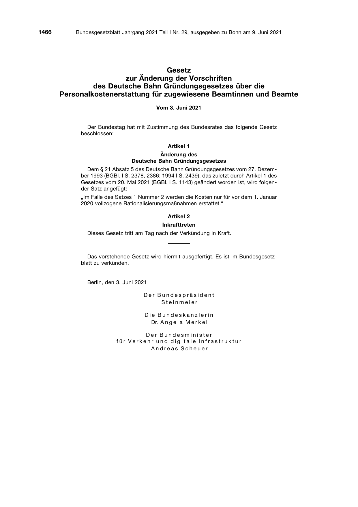 BGBl. 2021, Seite 1466 — Originalseite als Abbildung