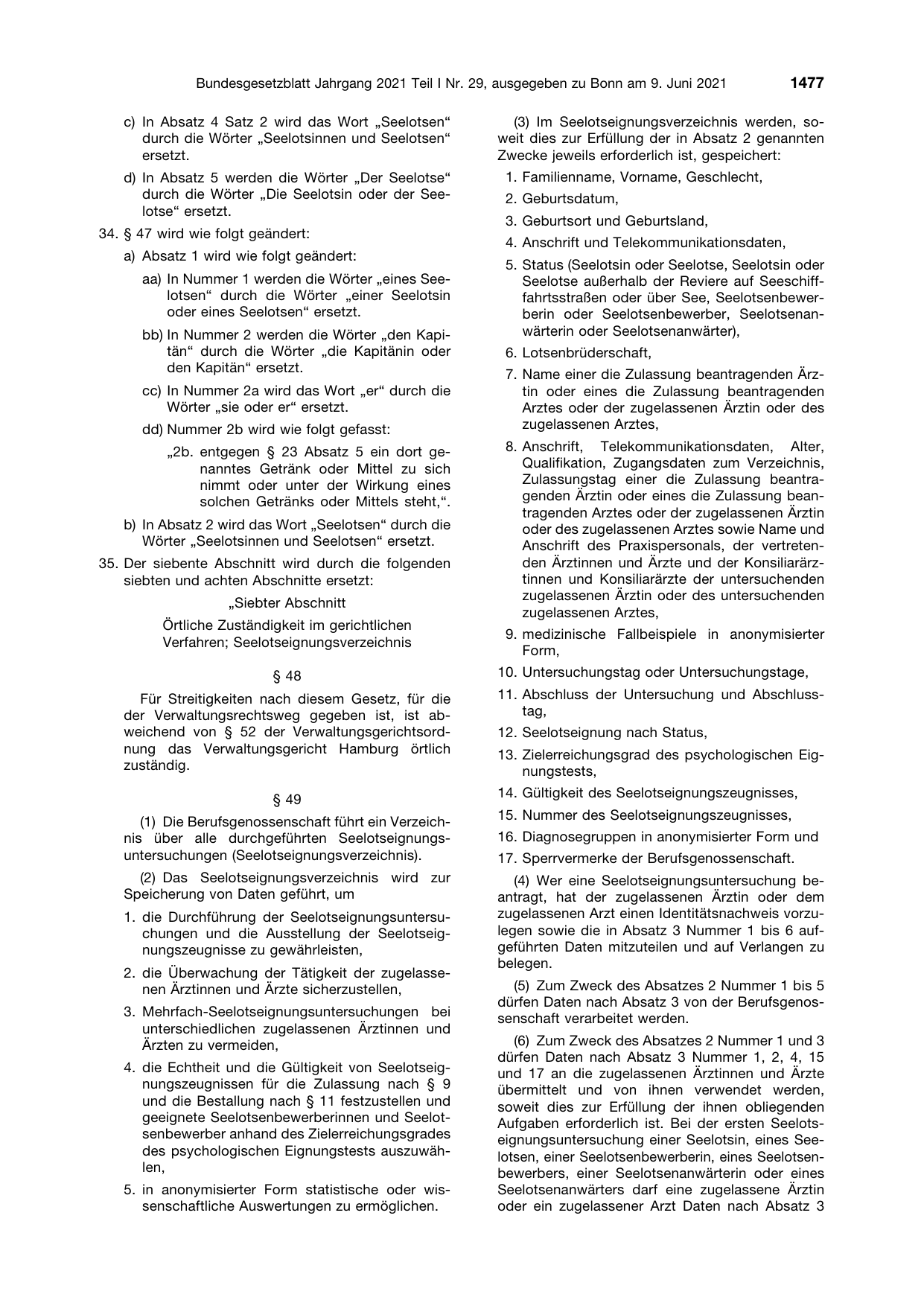 BGBl. 2021, Seite 1477 — Originalseite als Abbildung