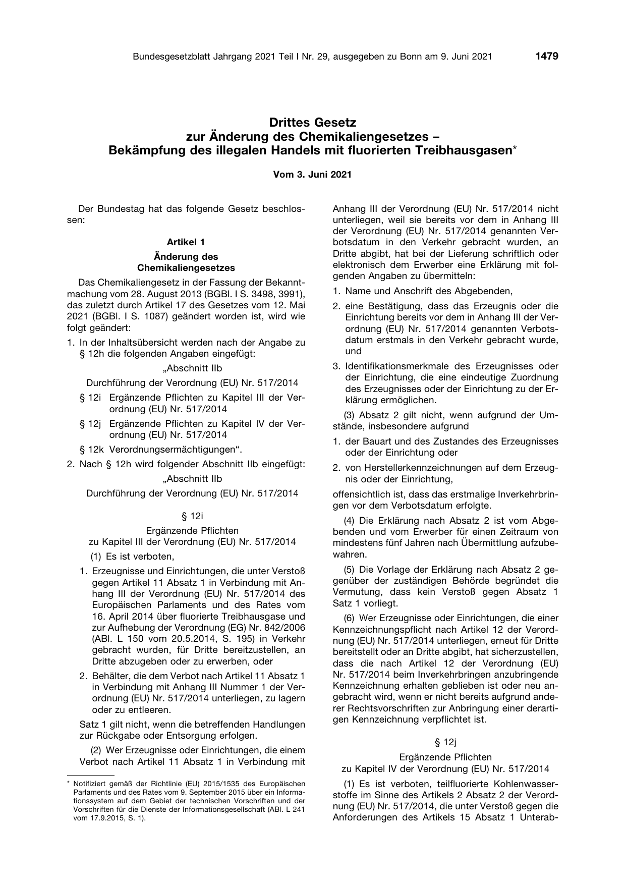 BGBl. 2021, Seite 1479 — Originalseite als Abbildung