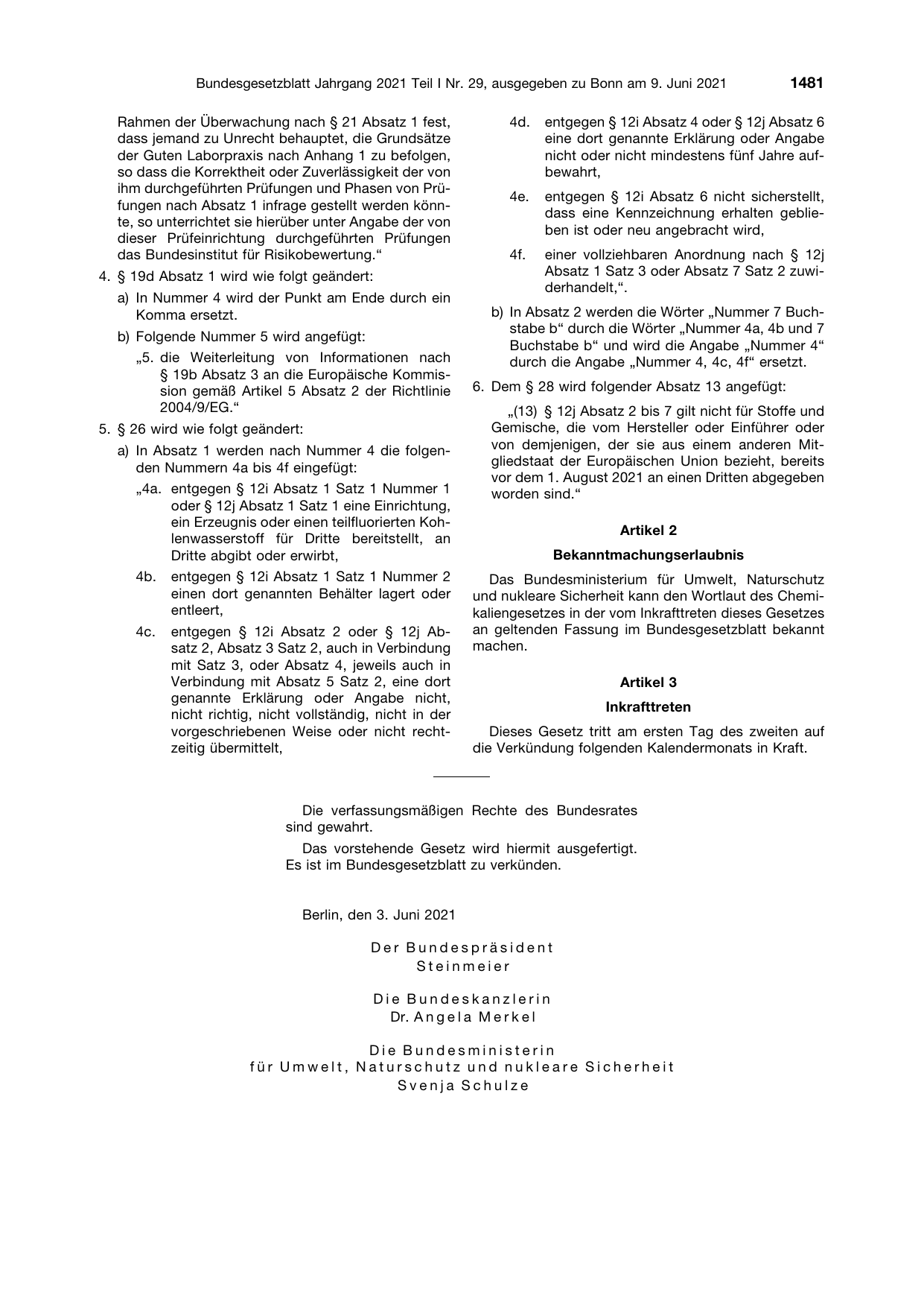 BGBl. 2021, Seite 1481 — Originalseite als Abbildung
