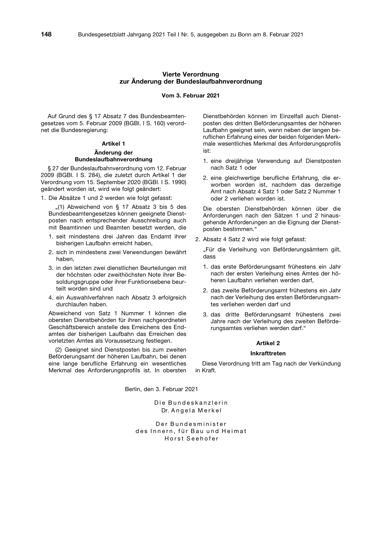 BGBl. 2021, Seite 148 — Originalseite als Abbildung