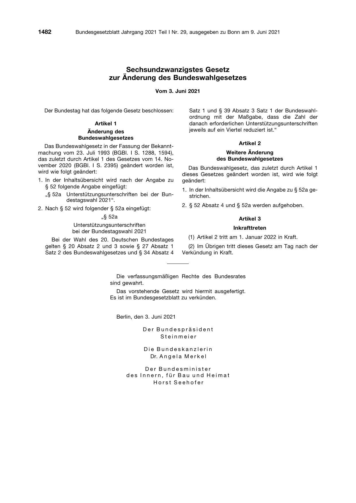 BGBl. 2021, Seite 1482 — Originalseite als Abbildung