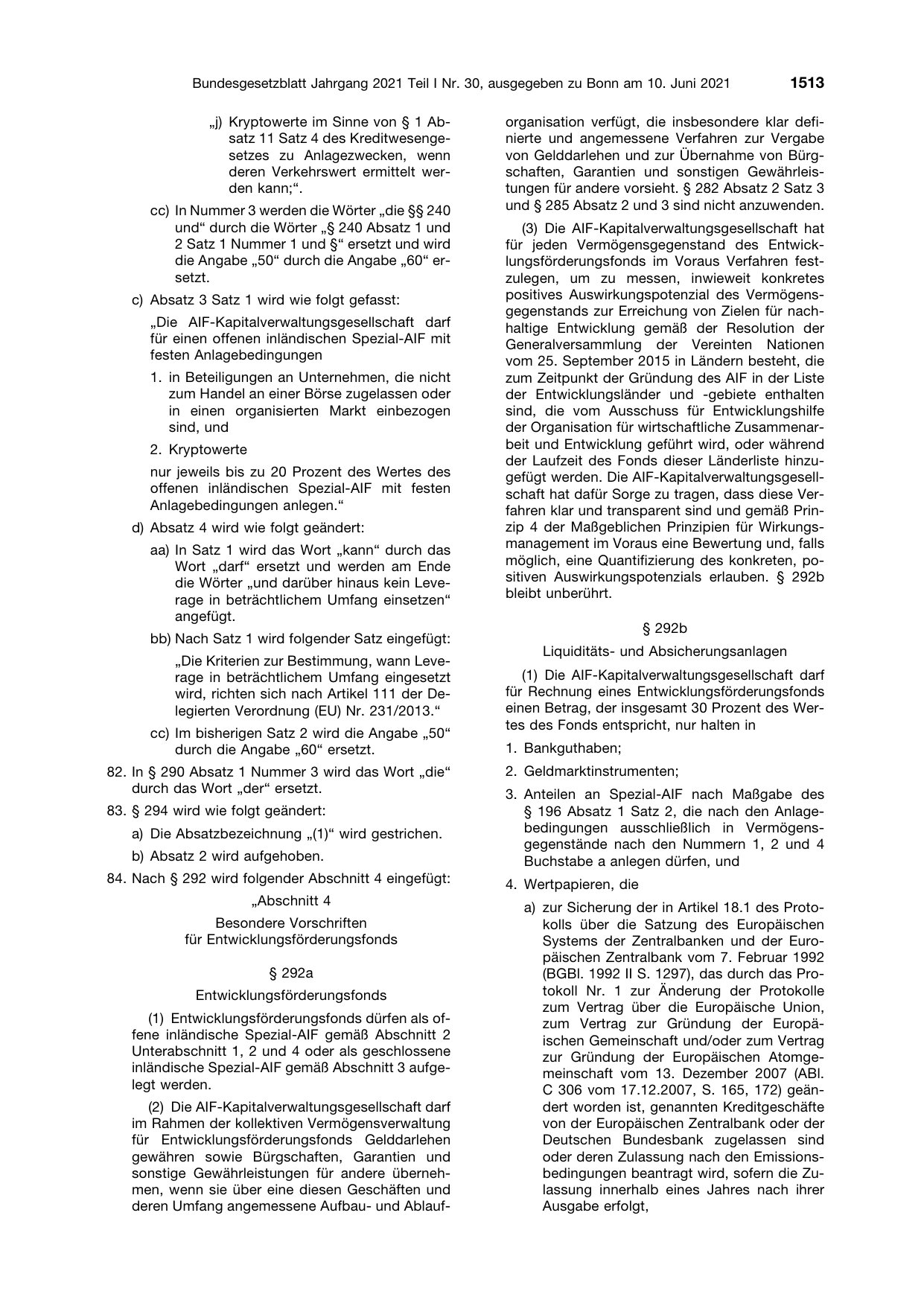 BGBl. 2021, Seite 1513 — Originalseite als Abbildung