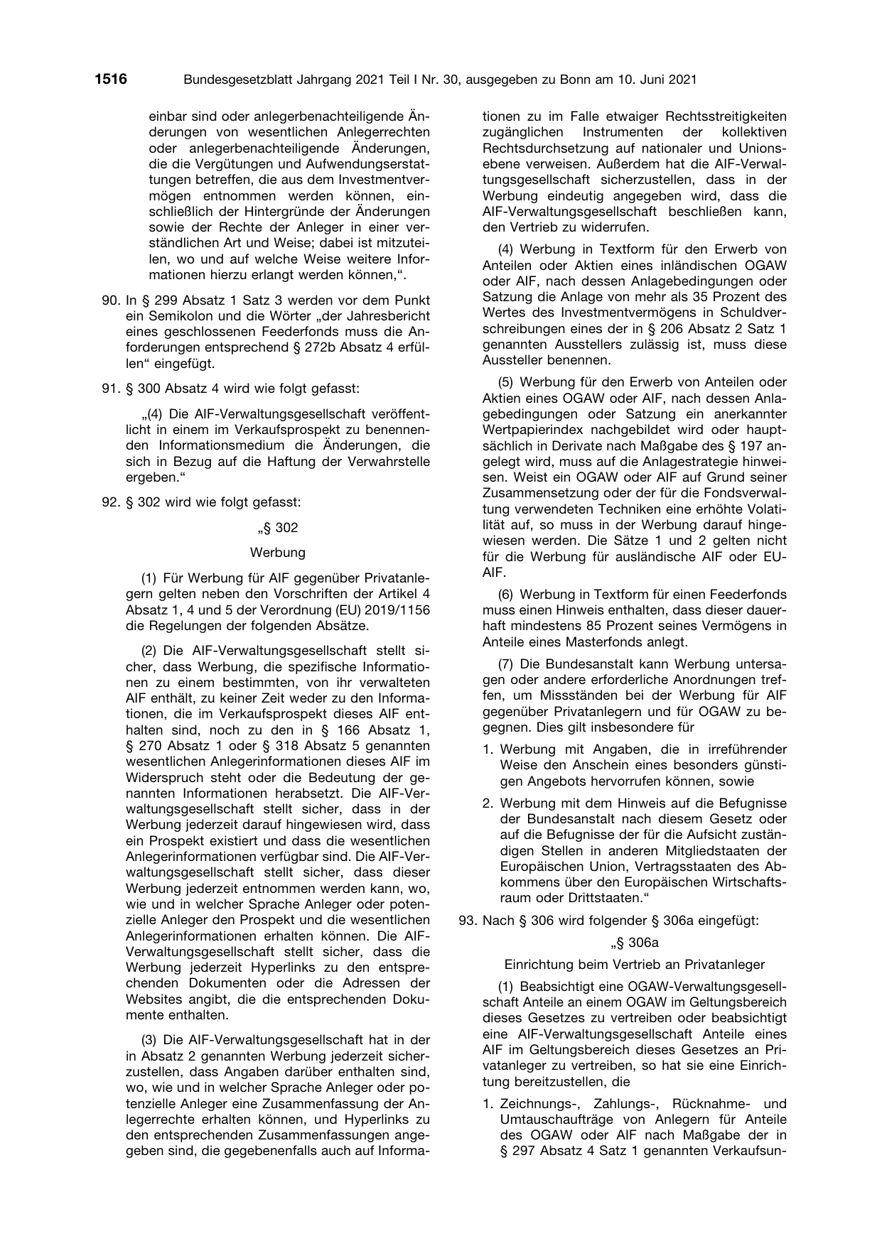 BGBl. 2021, Seite 1516 — Originalseite als Abbildung