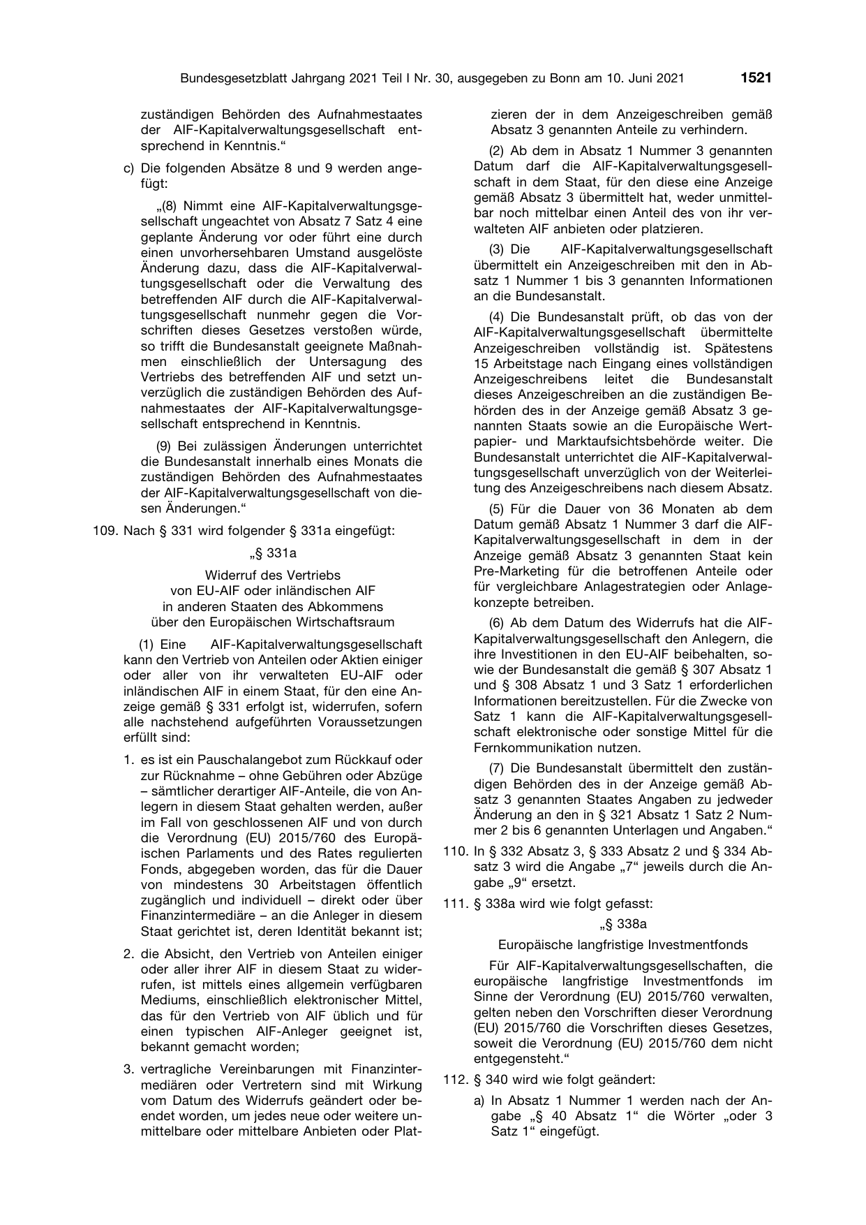 BGBl. 2021, Seite 1521 — Originalseite als Abbildung