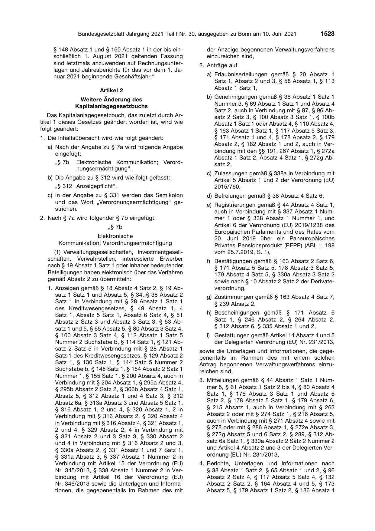 BGBl. 2021, Seite 1523 — Originalseite als Abbildung