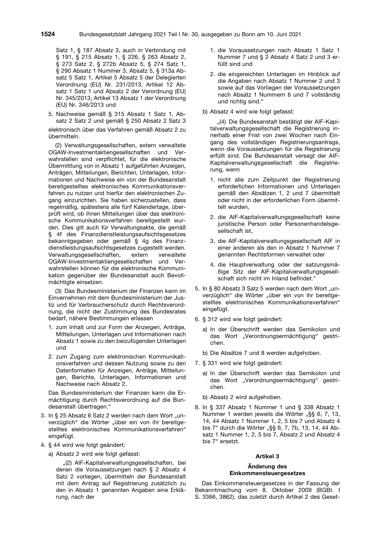 BGBl. 2021, Seite 1524 — Originalseite als Abbildung