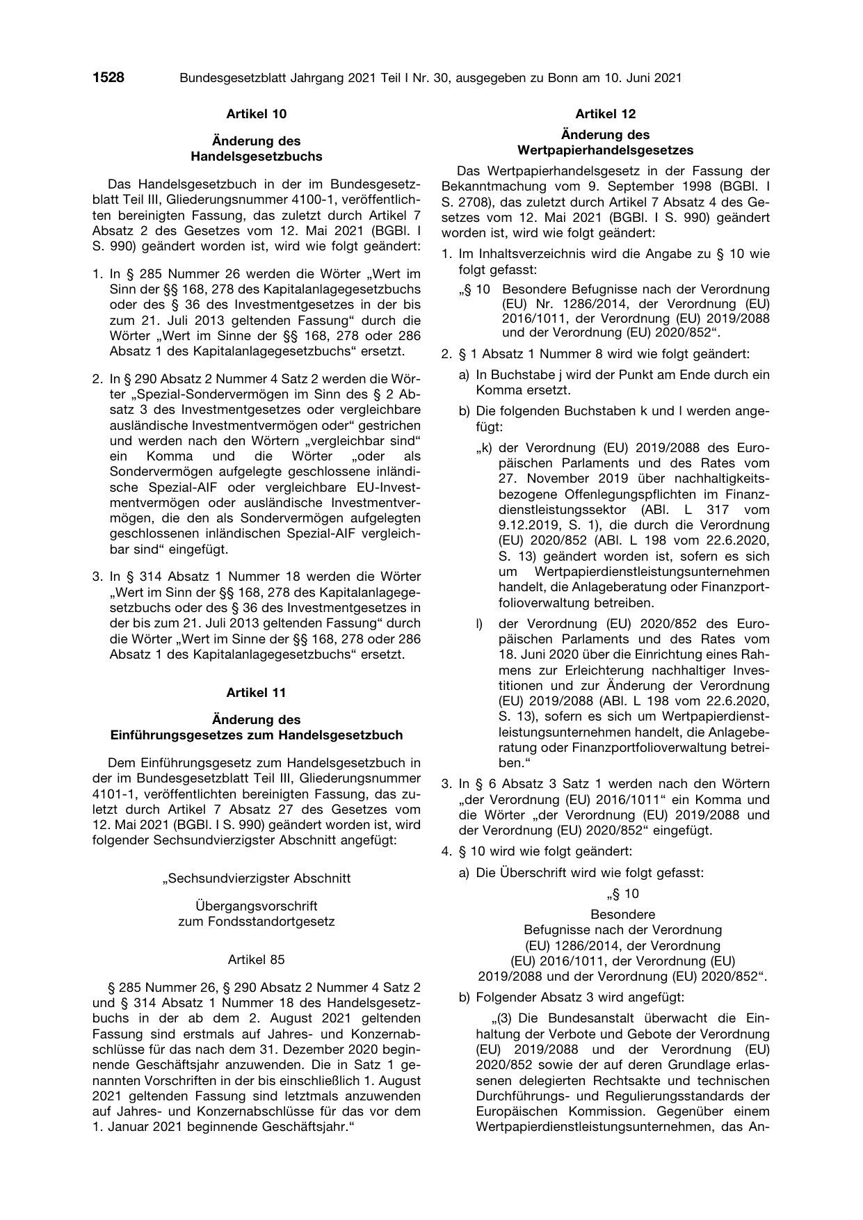 BGBl. 2021, Seite 1528 — Originalseite als Abbildung