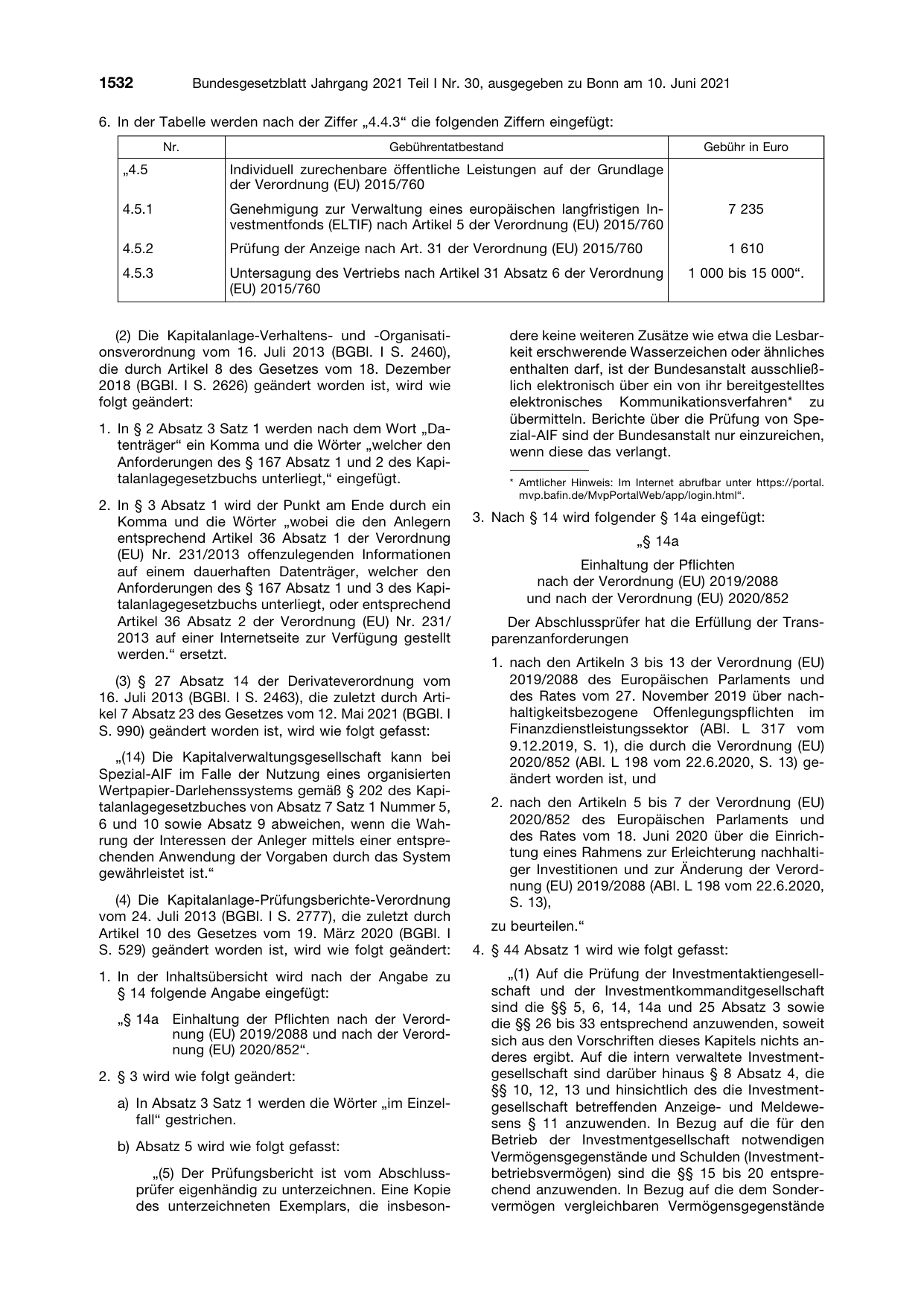 BGBl. 2021, Seite 1532 — Originalseite als Abbildung