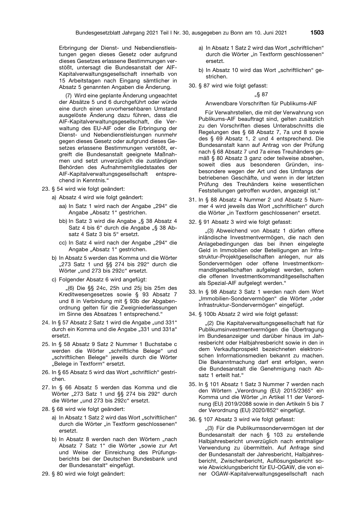 BGBl. 2021, Seite 1503 — Originalseite als Abbildung
