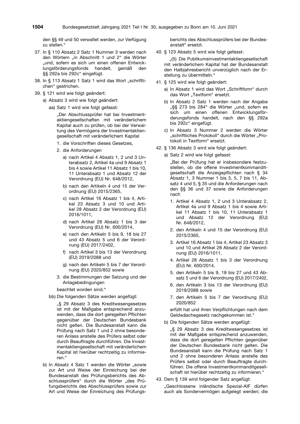 BGBl. 2021, Seite 1504 — Originalseite als Abbildung