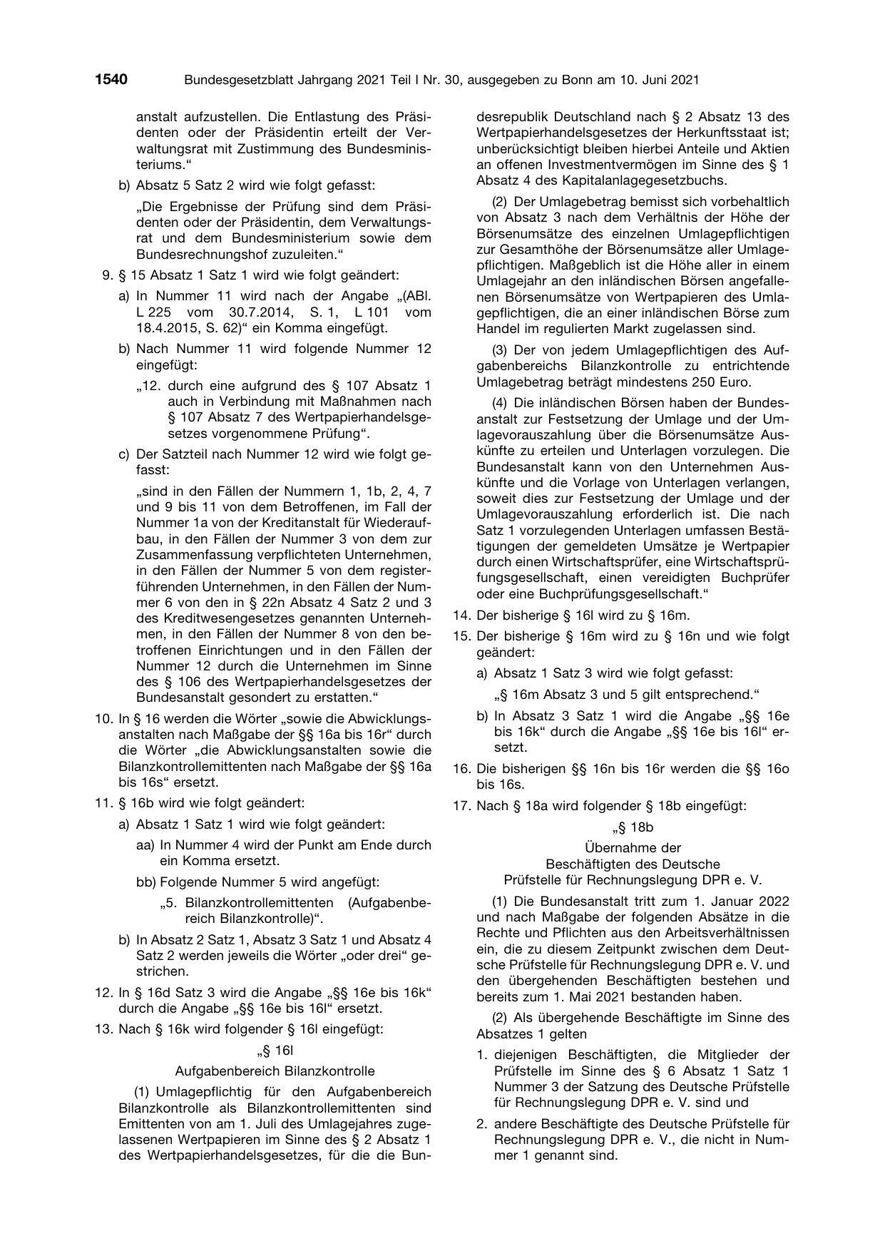 BGBl. 2021, Seite 1540 — Originalseite als Abbildung