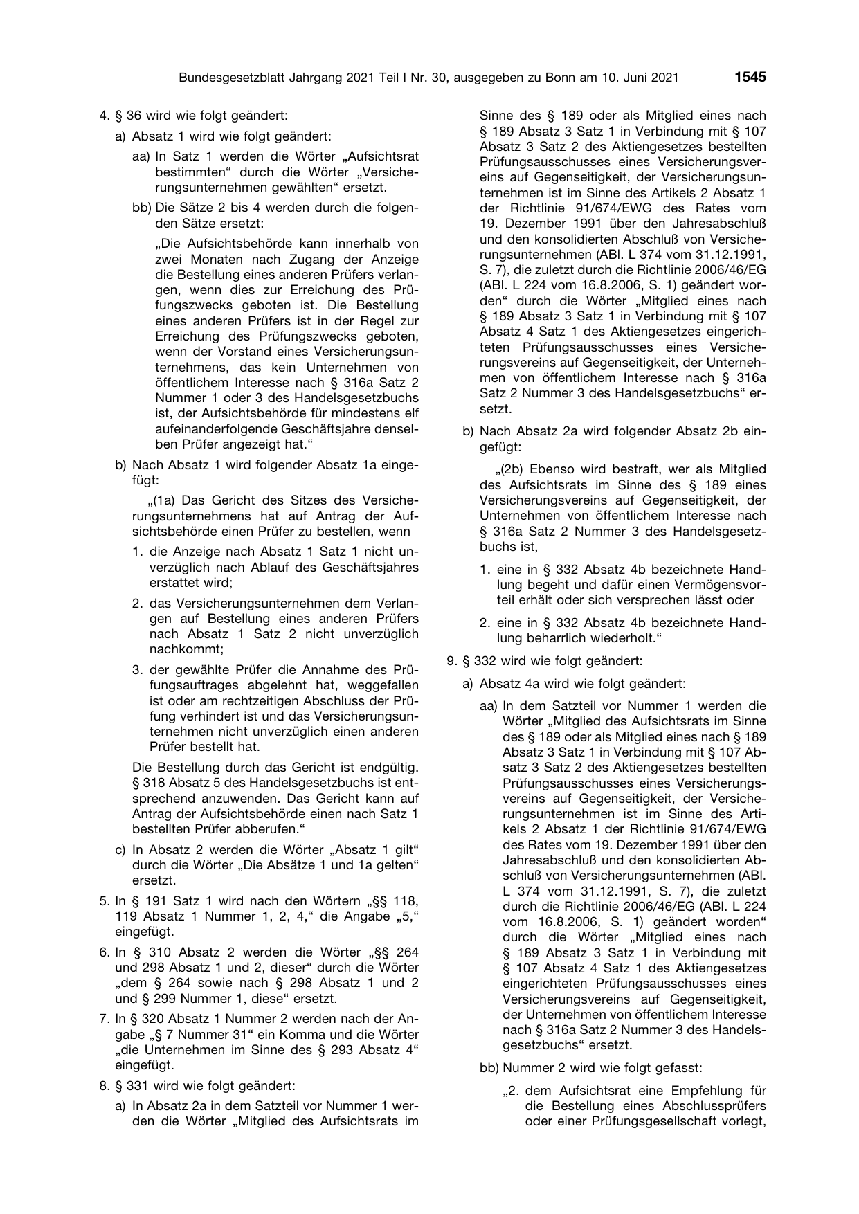 BGBl. 2021, Seite 1545 — Originalseite als Abbildung