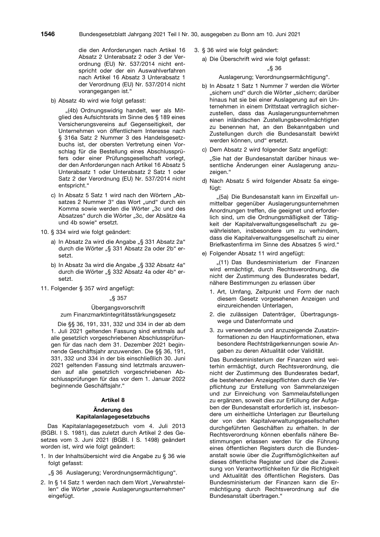 BGBl. 2021, Seite 1546 — Originalseite als Abbildung