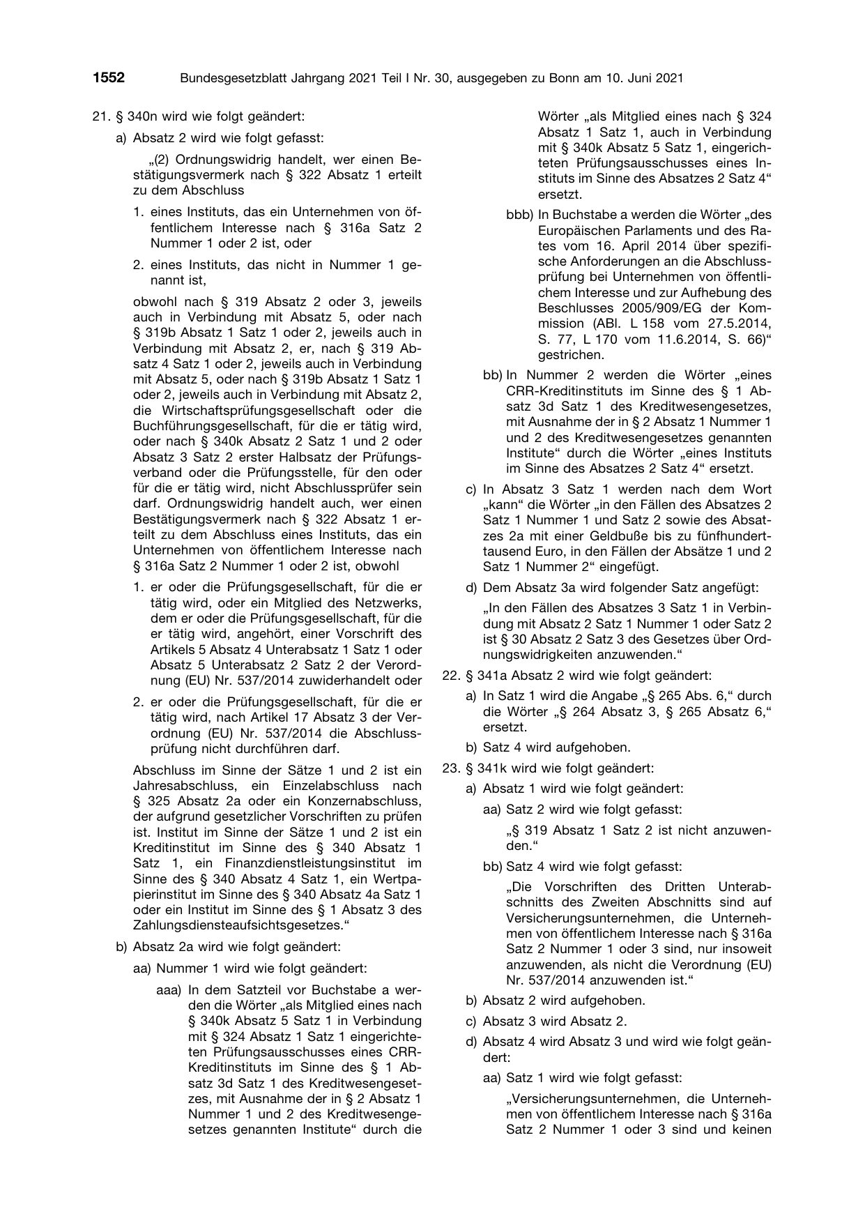 BGBl. 2021, Seite 1552 — Originalseite als Abbildung
