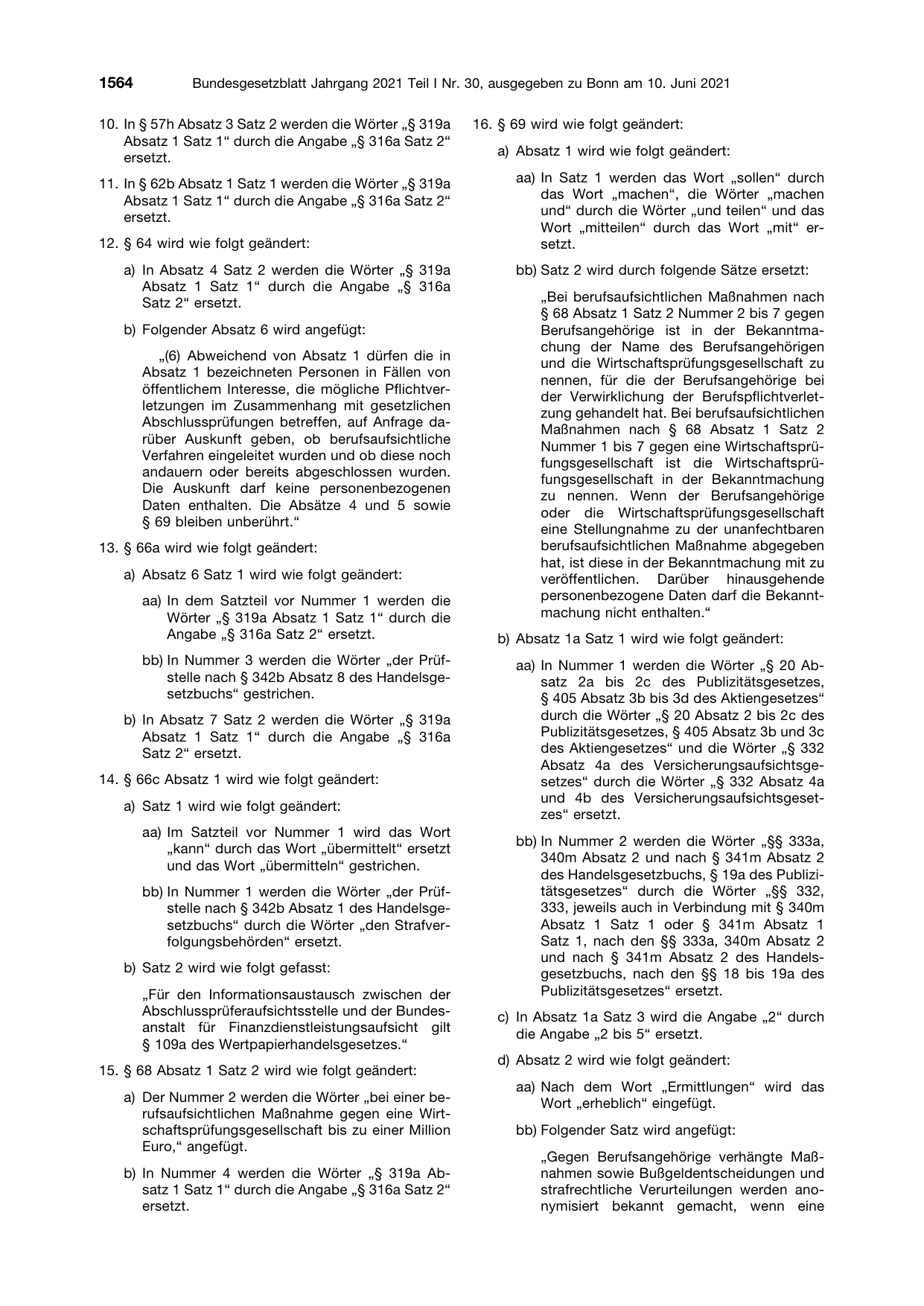 BGBl. 2021, Seite 1564 — Originalseite als Abbildung
