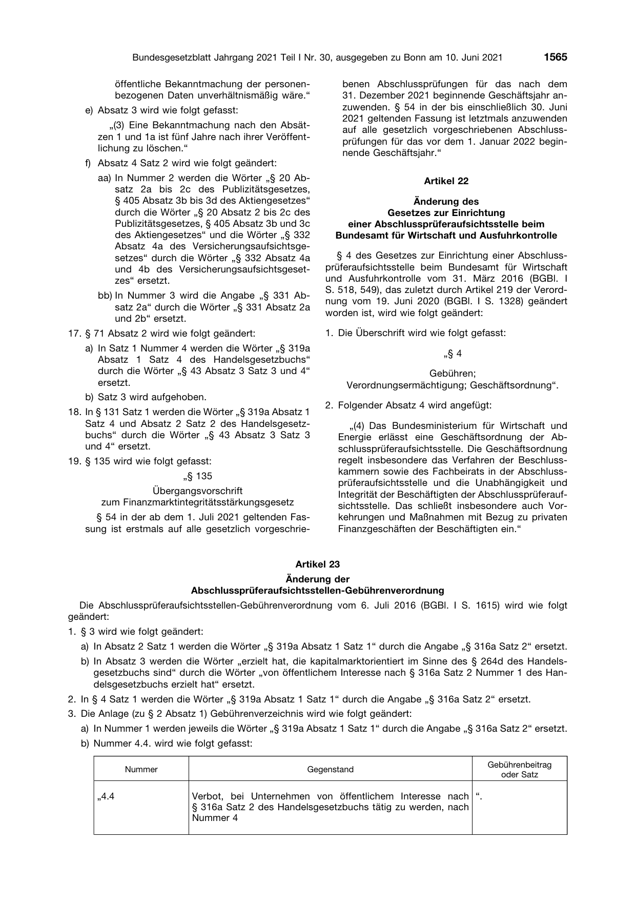 BGBl. 2021, Seite 1565 — Originalseite als Abbildung
