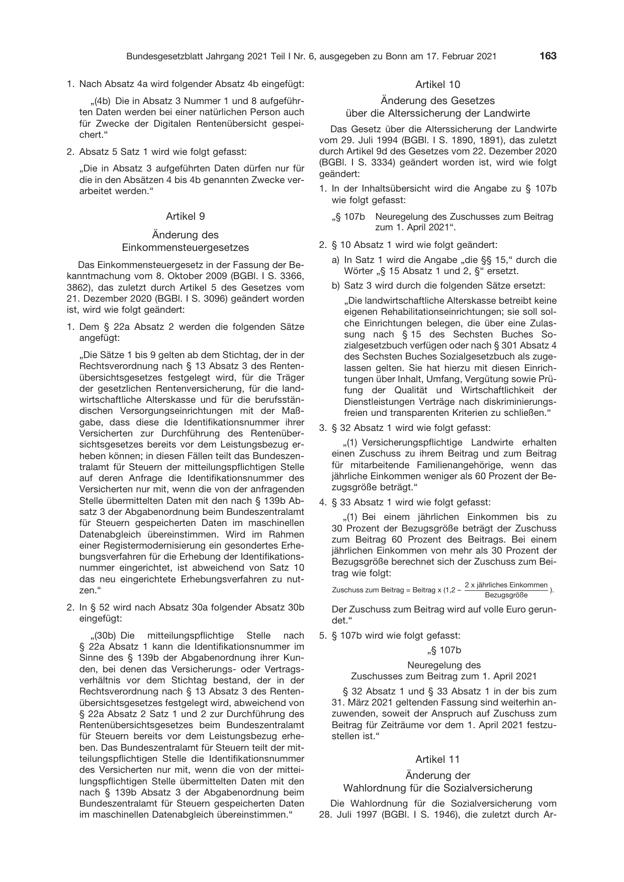 BGBl. 2021, Seite 163 — Originalseite als Abbildung