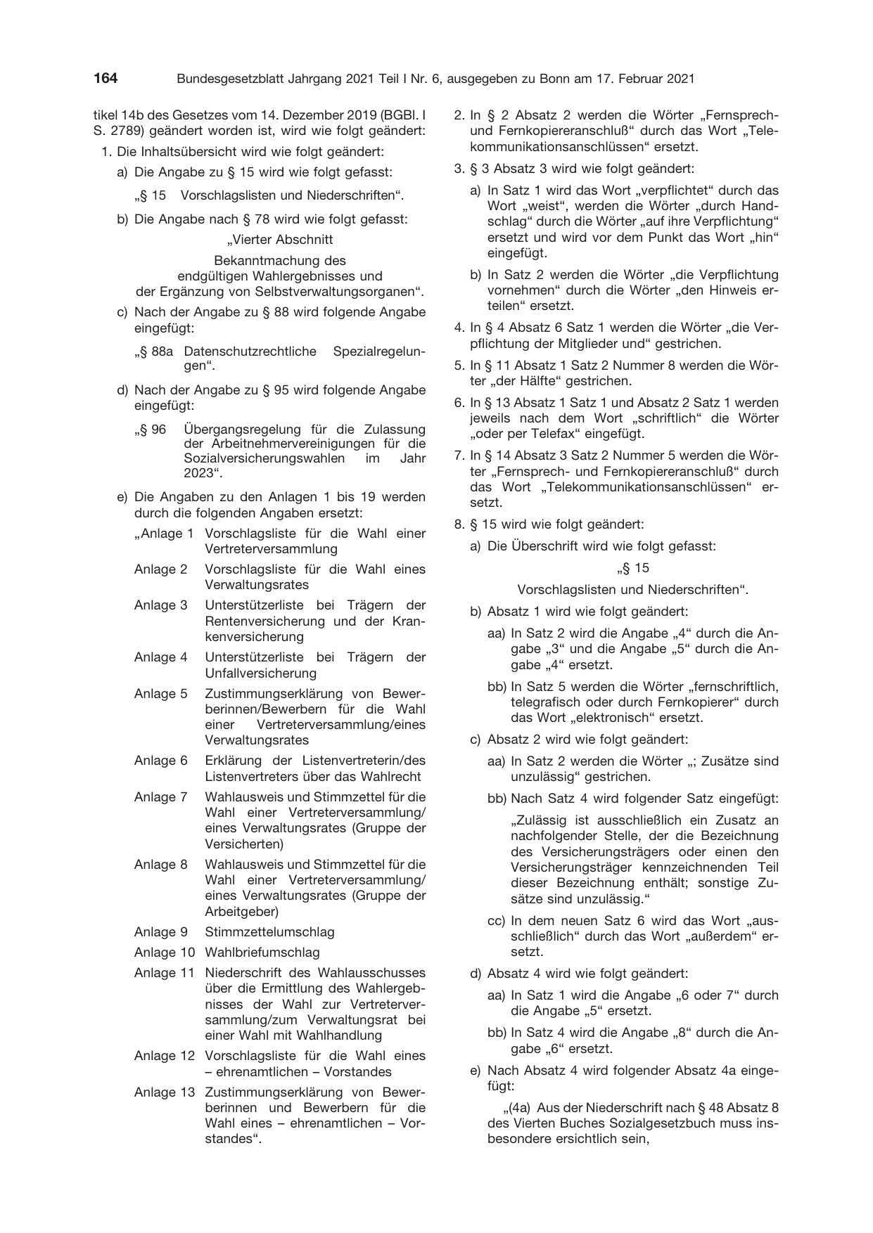 BGBl. 2021, Seite 164 — Originalseite als Abbildung