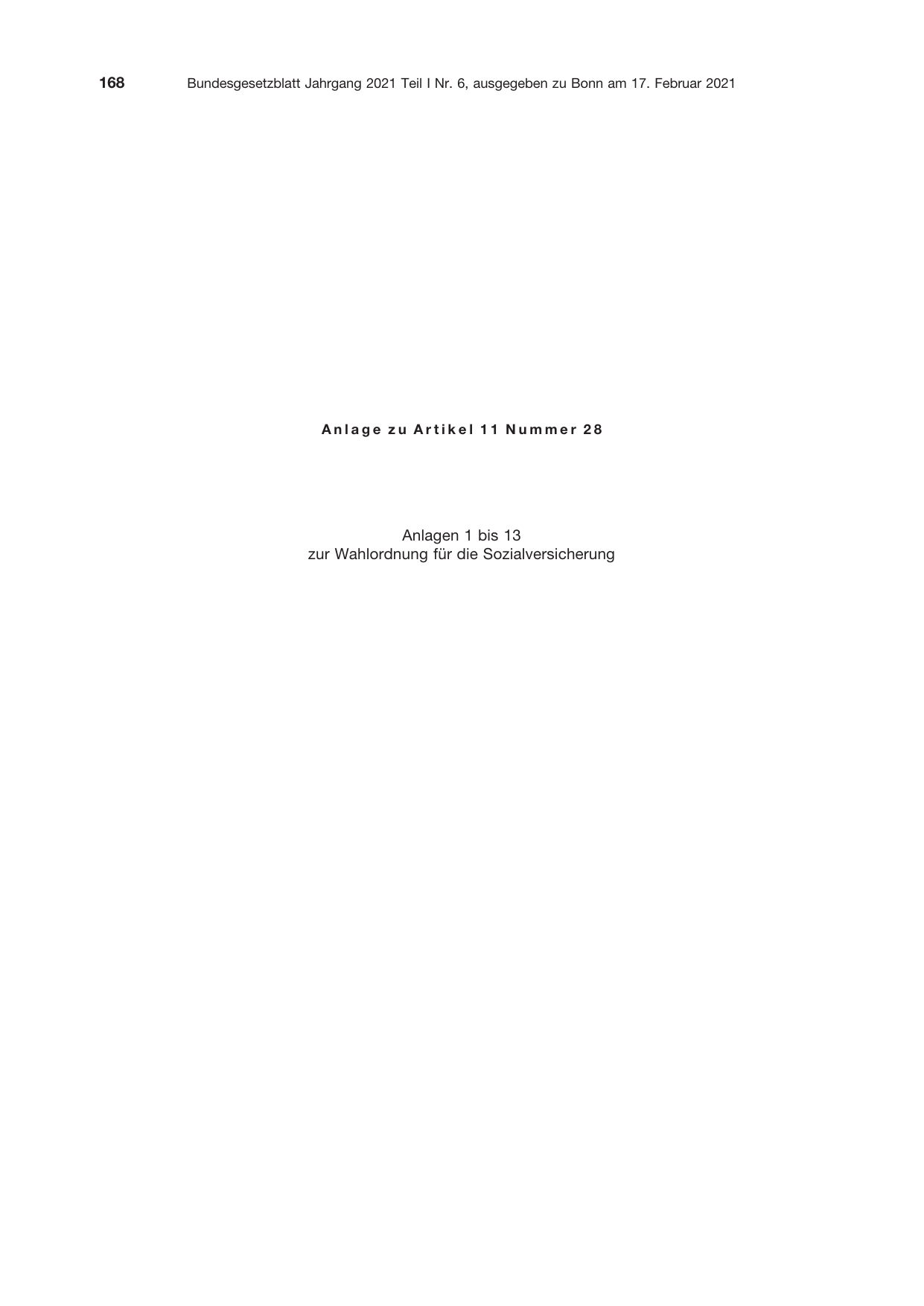 BGBl. 2021, Seite 168 — Originalseite als Abbildung