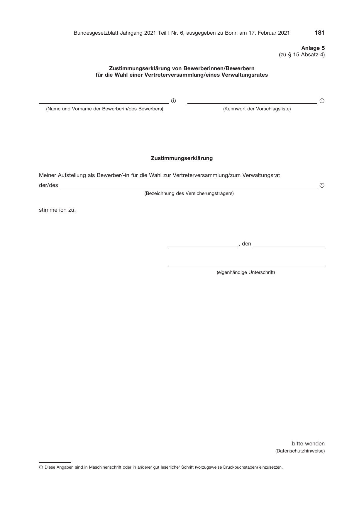 BGBl. 2021, Seite 181 — Originalseite als Abbildung