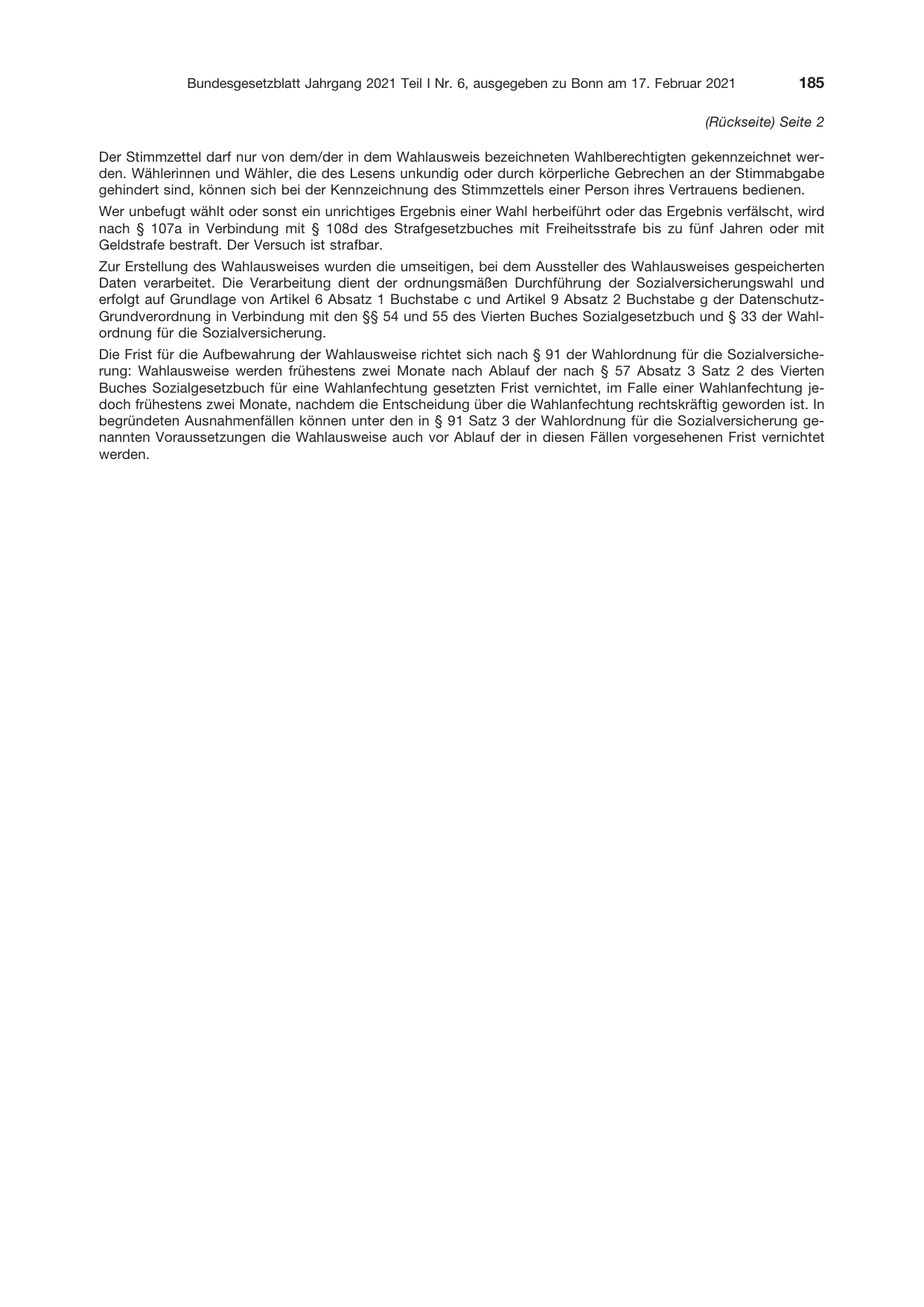 BGBl. 2021, Seite 185 — Originalseite als Abbildung