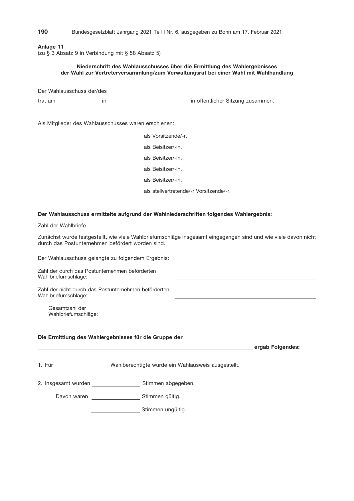 BGBl. 2021, Seite 190 — Originalseite als Abbildung