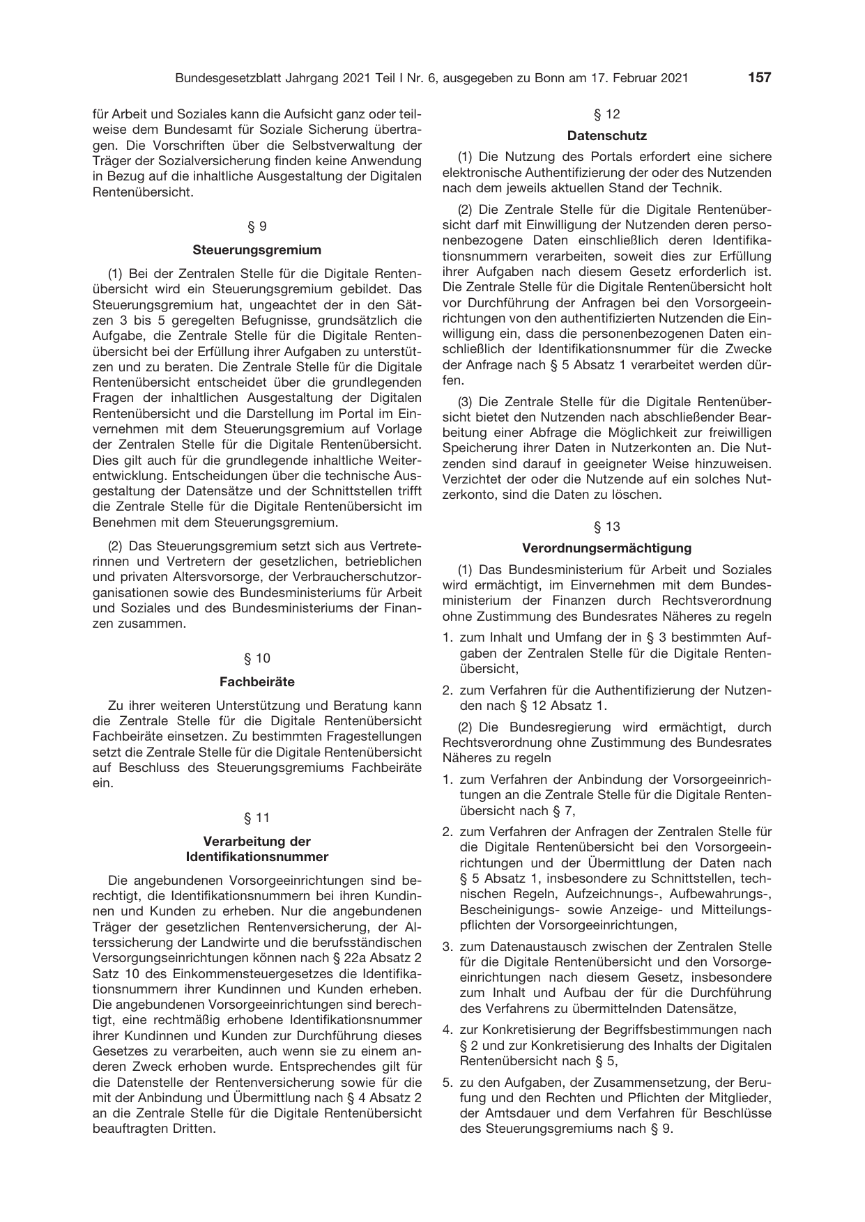 BGBl. 2021, Seite 157 — Originalseite als Abbildung
