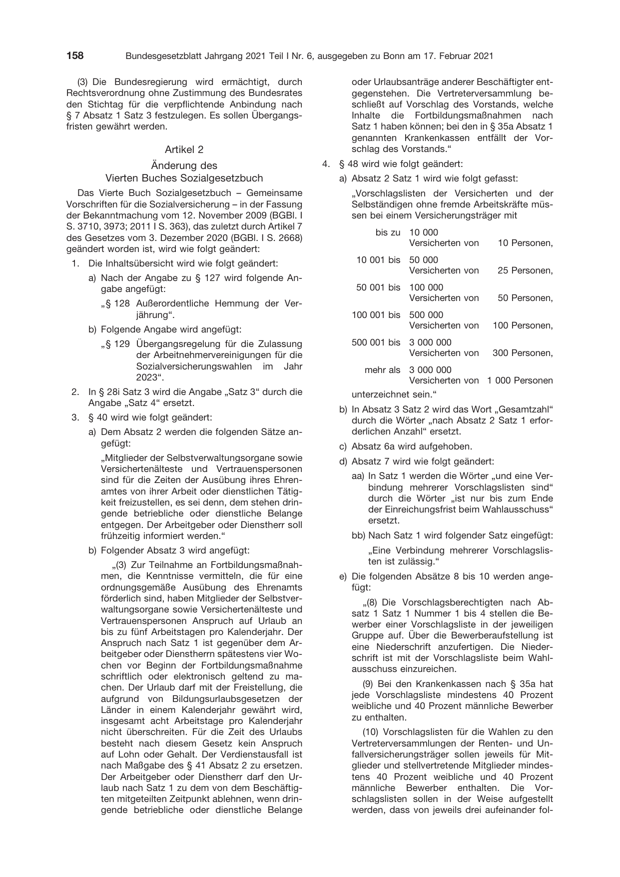 BGBl. 2021, Seite 158 — Originalseite als Abbildung