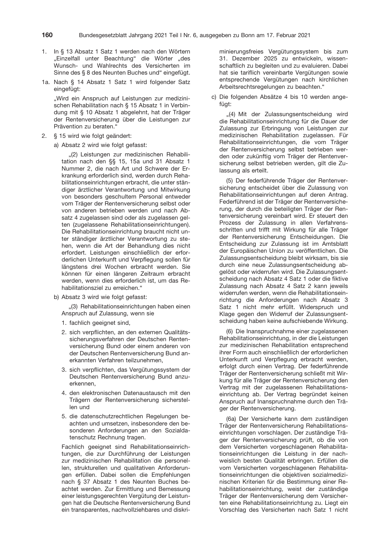BGBl. 2021, Seite 160 — Originalseite als Abbildung