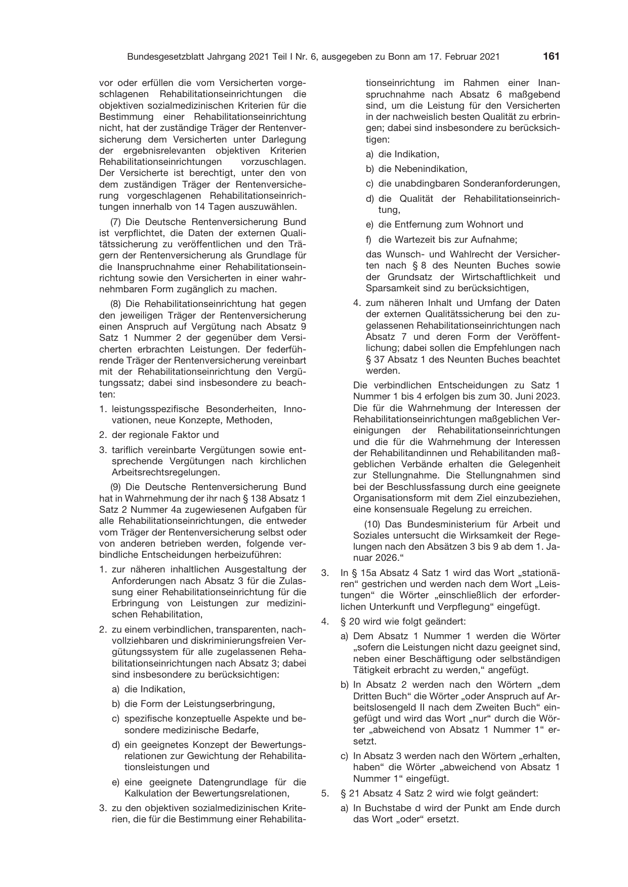 BGBl. 2021, Seite 161 — Originalseite als Abbildung