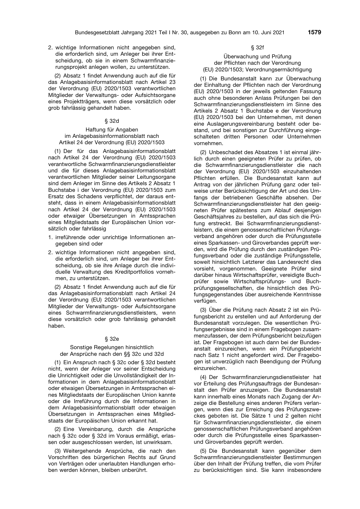BGBl. 2021, Seite 1579 — Originalseite als Abbildung