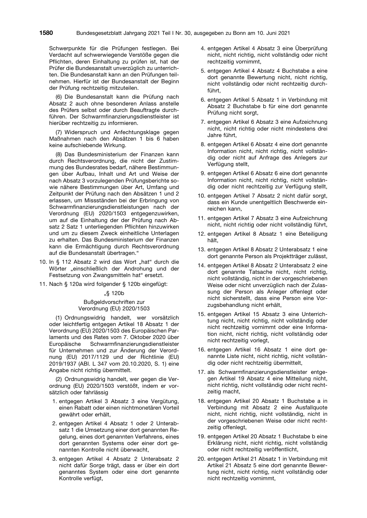 BGBl. 2021, Seite 1580 — Originalseite als Abbildung
