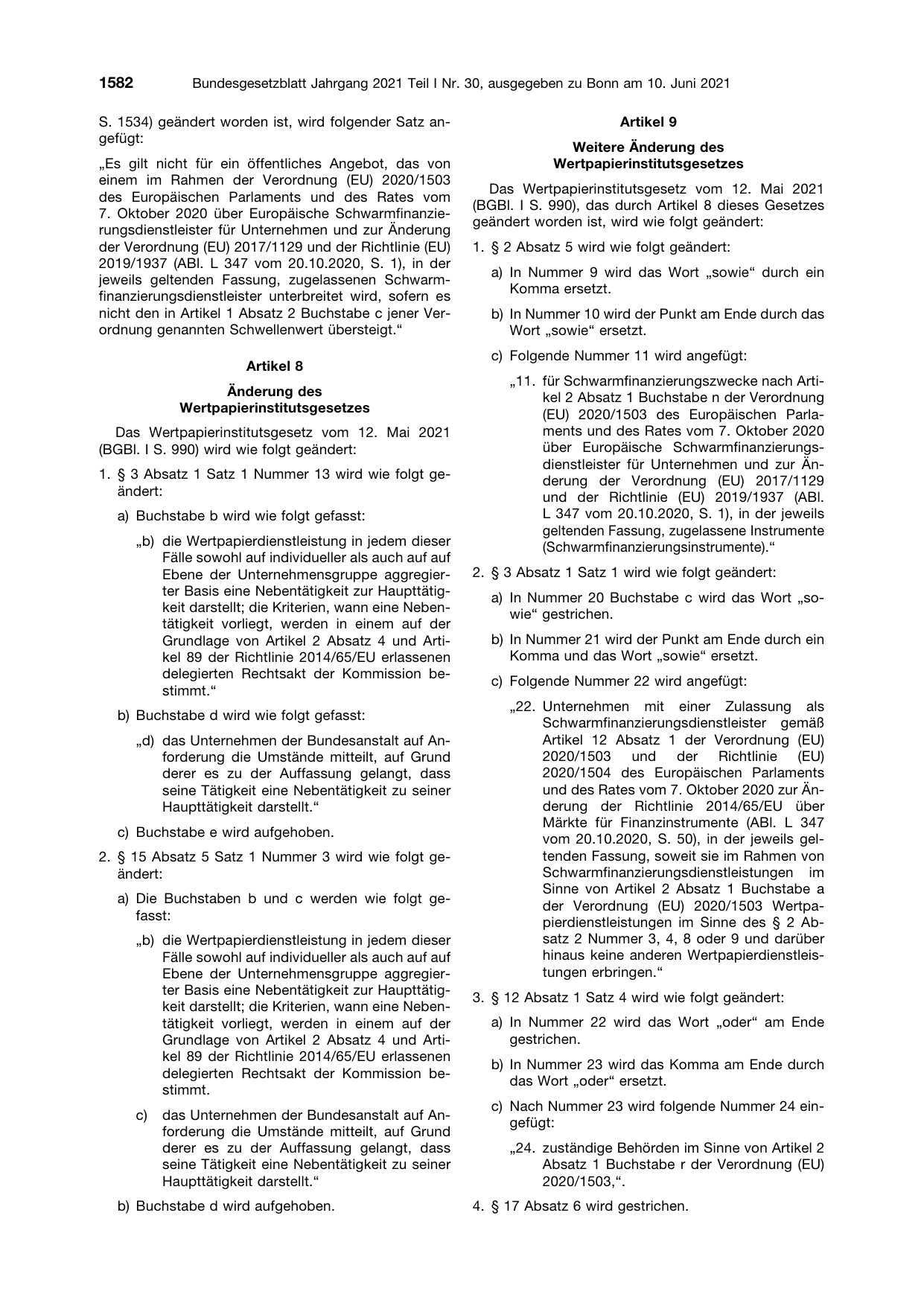 BGBl. 2021, Seite 1582 — Originalseite als Abbildung