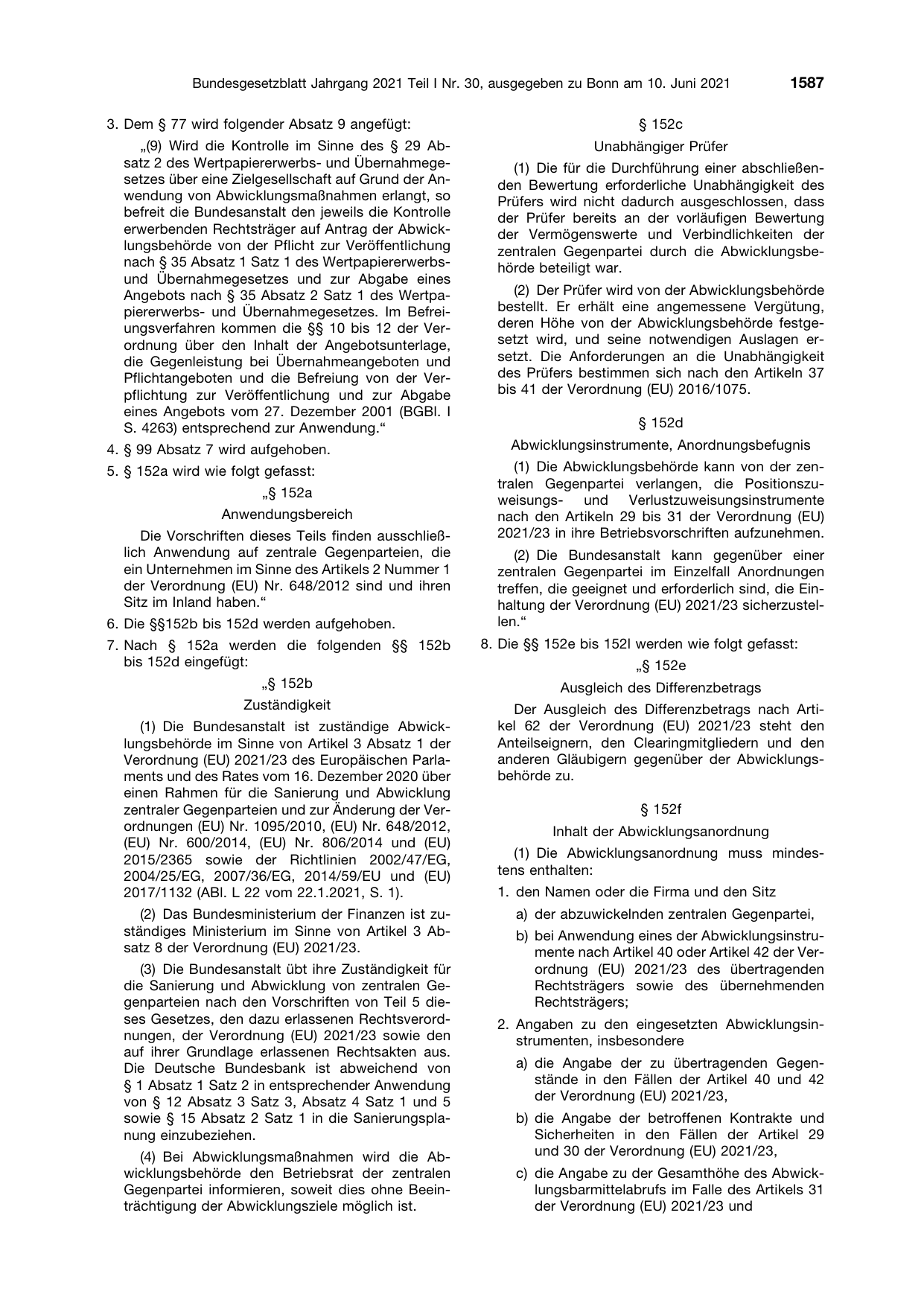 BGBl. 2021, Seite 1587 — Originalseite als Abbildung