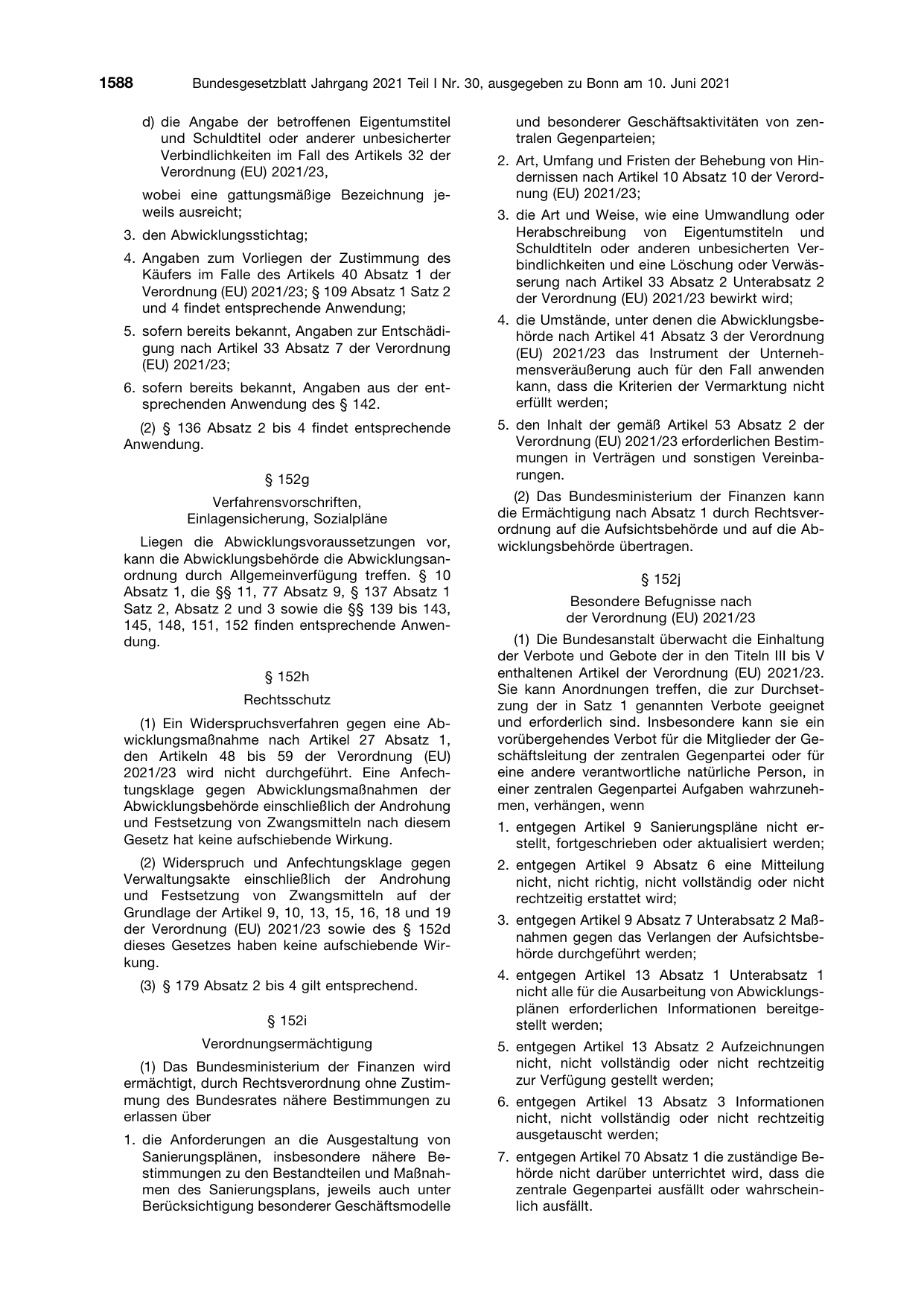 BGBl. 2021, Seite 1588 — Originalseite als Abbildung