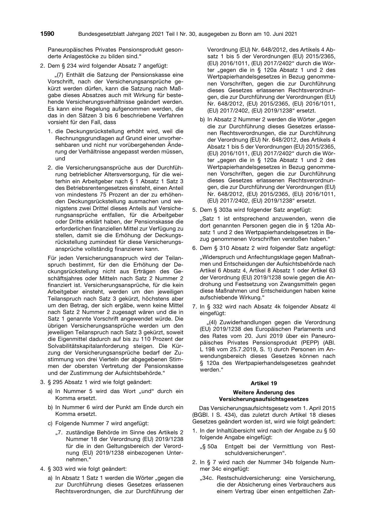 BGBl. 2021, Seite 1590 — Originalseite als Abbildung