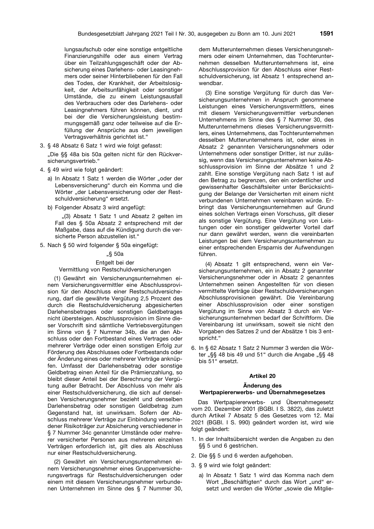 BGBl. 2021, Seite 1591 — Originalseite als Abbildung