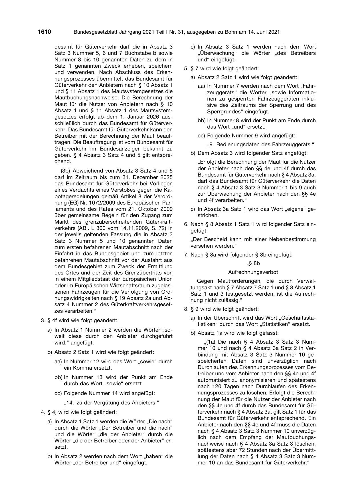 BGBl. 2021, Seite 1610 — Originalseite als Abbildung
