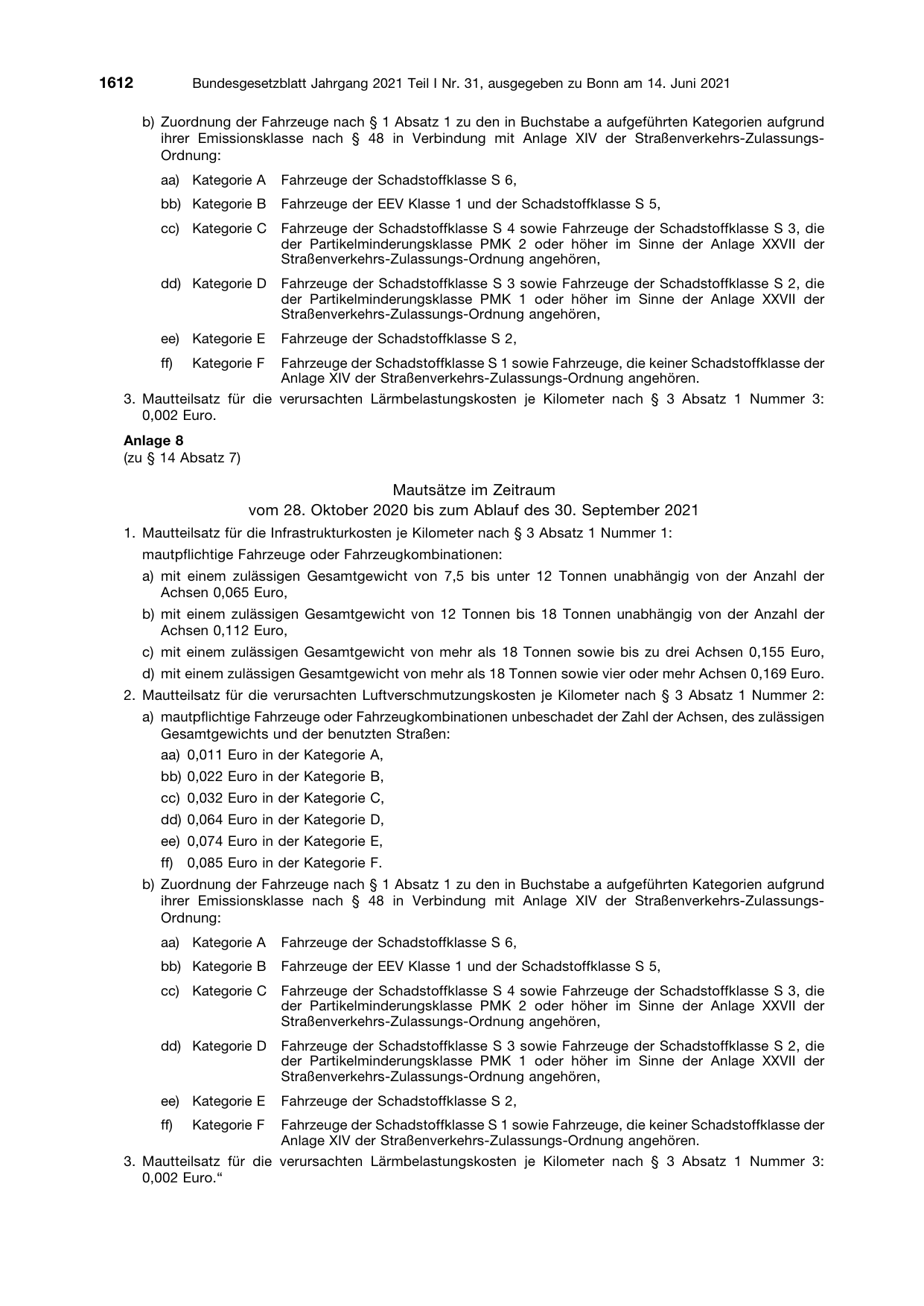 BGBl. 2021, Seite 1612 — Originalseite als Abbildung