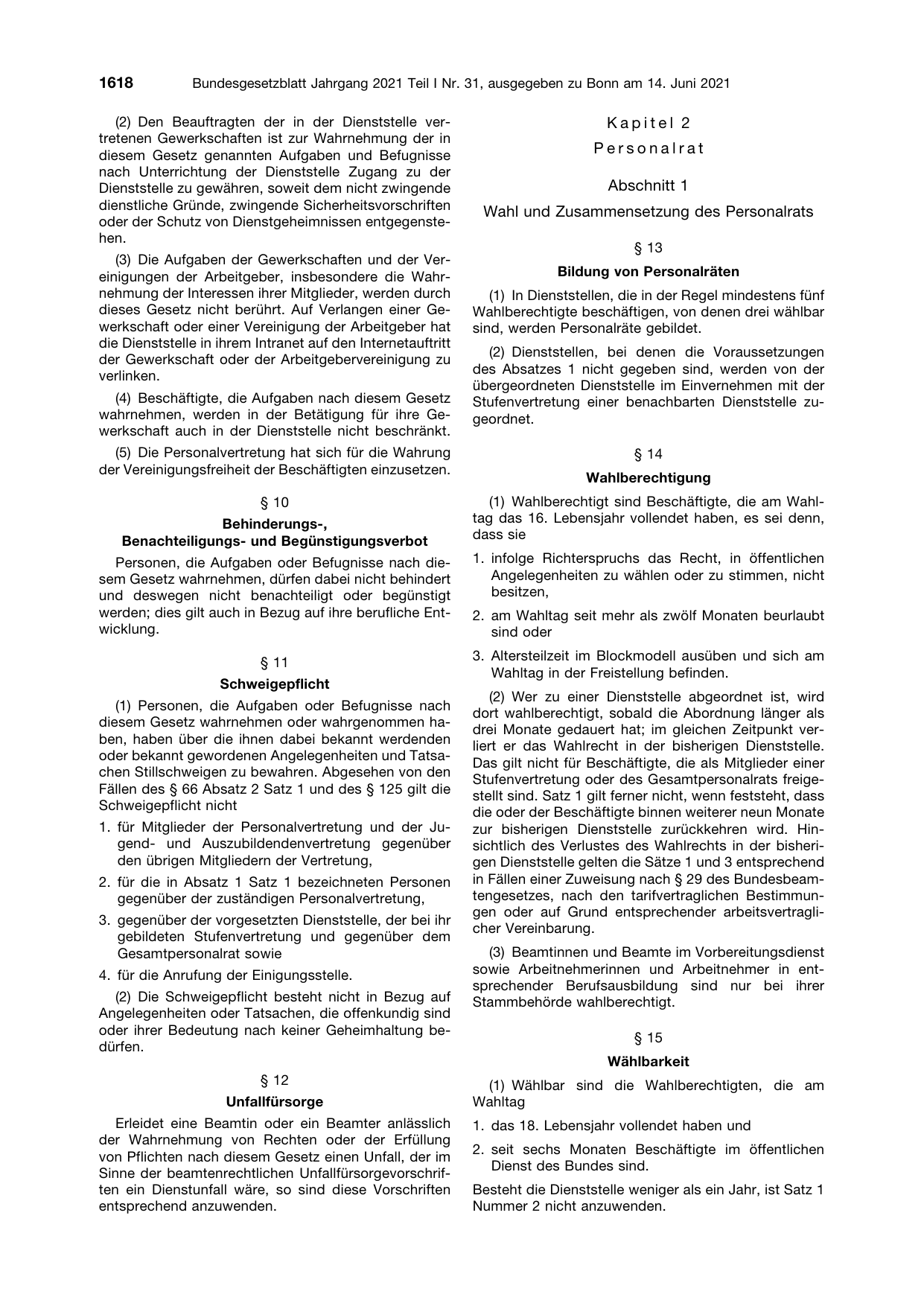 BGBl. 2021, Seite 1618 — Originalseite als Abbildung