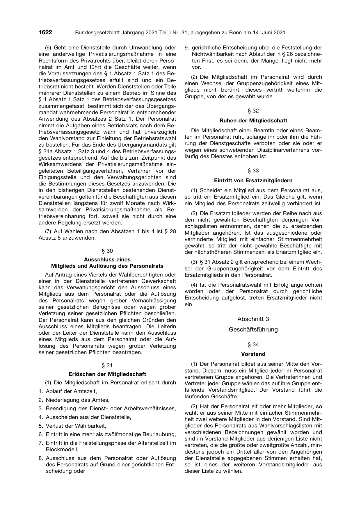 BGBl. 2021, Seite 1622 — Originalseite als Abbildung