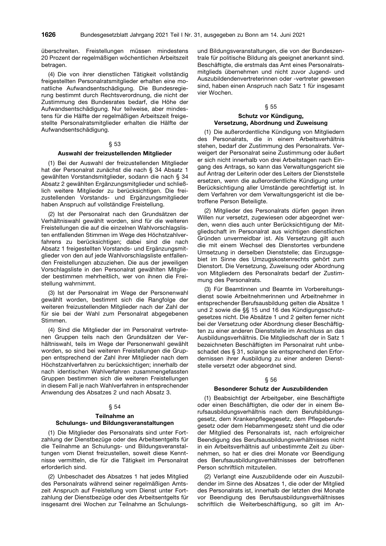 BGBl. 2021, Seite 1626 — Originalseite als Abbildung