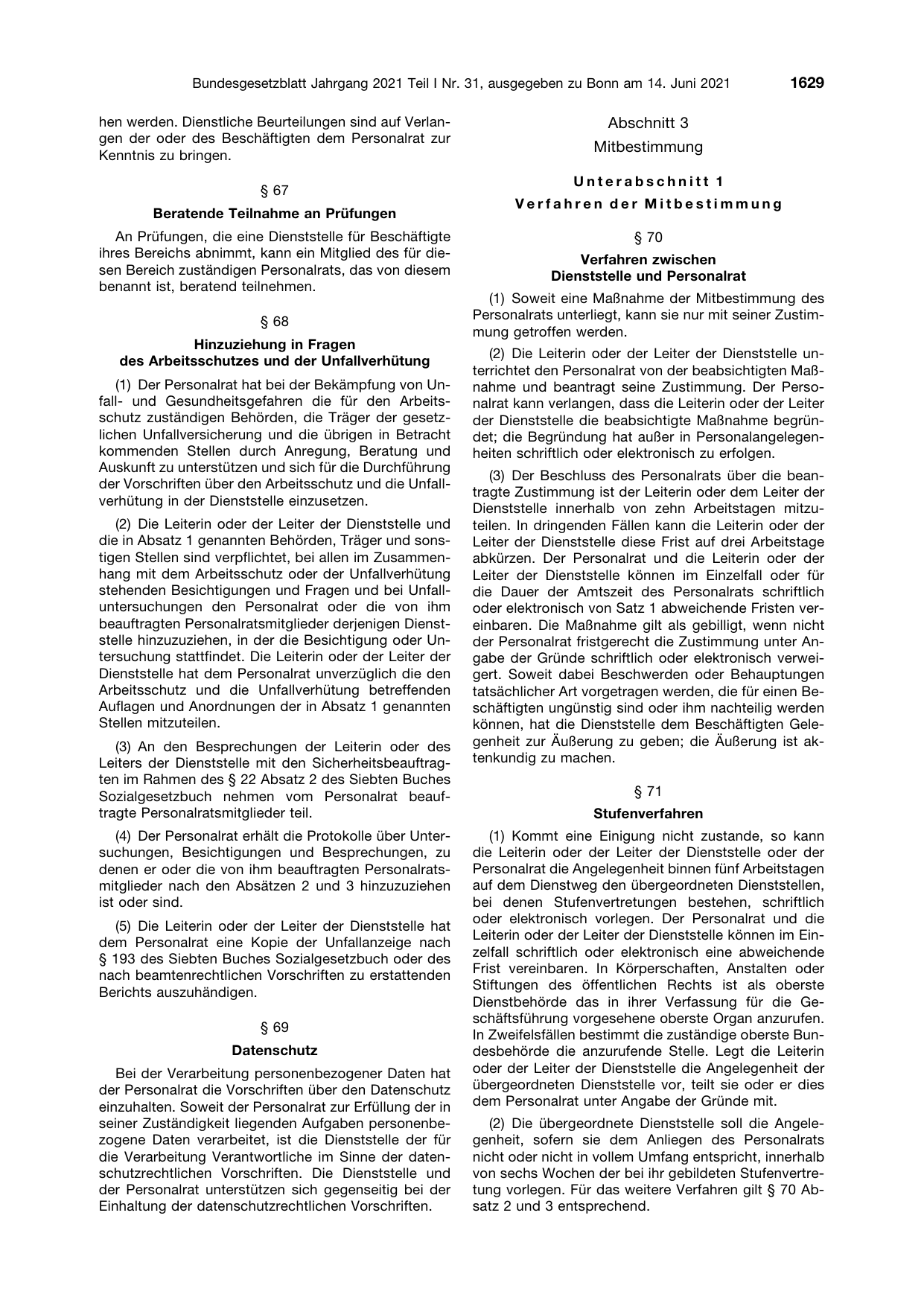 BGBl. 2021, Seite 1629 — Originalseite als Abbildung