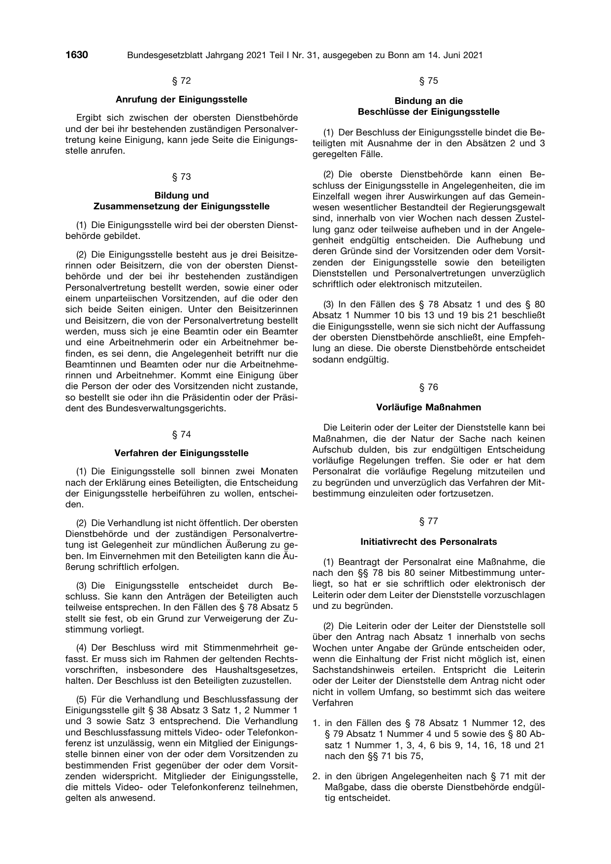 BGBl. 2021, Seite 1630 — Originalseite als Abbildung