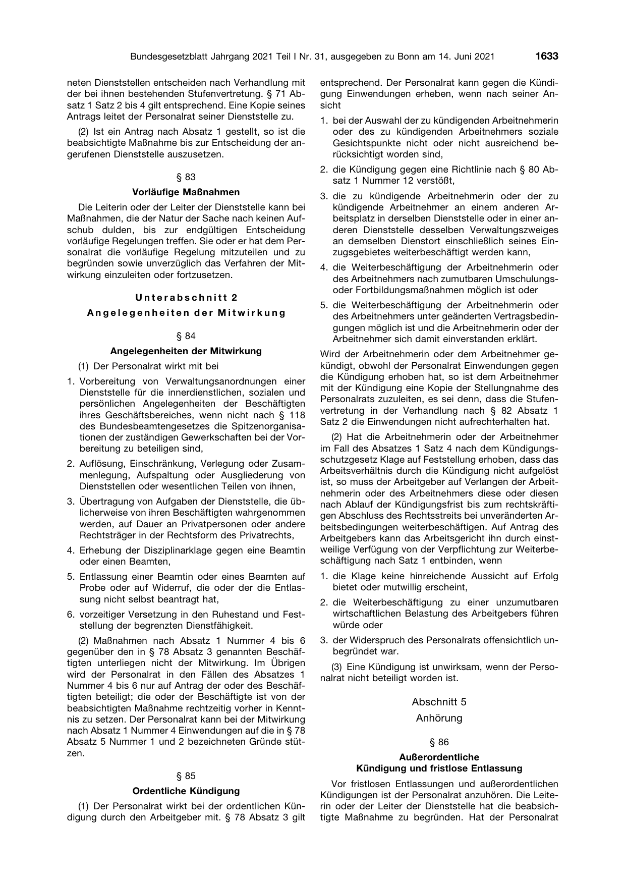 BGBl. 2021, Seite 1633 — Originalseite als Abbildung