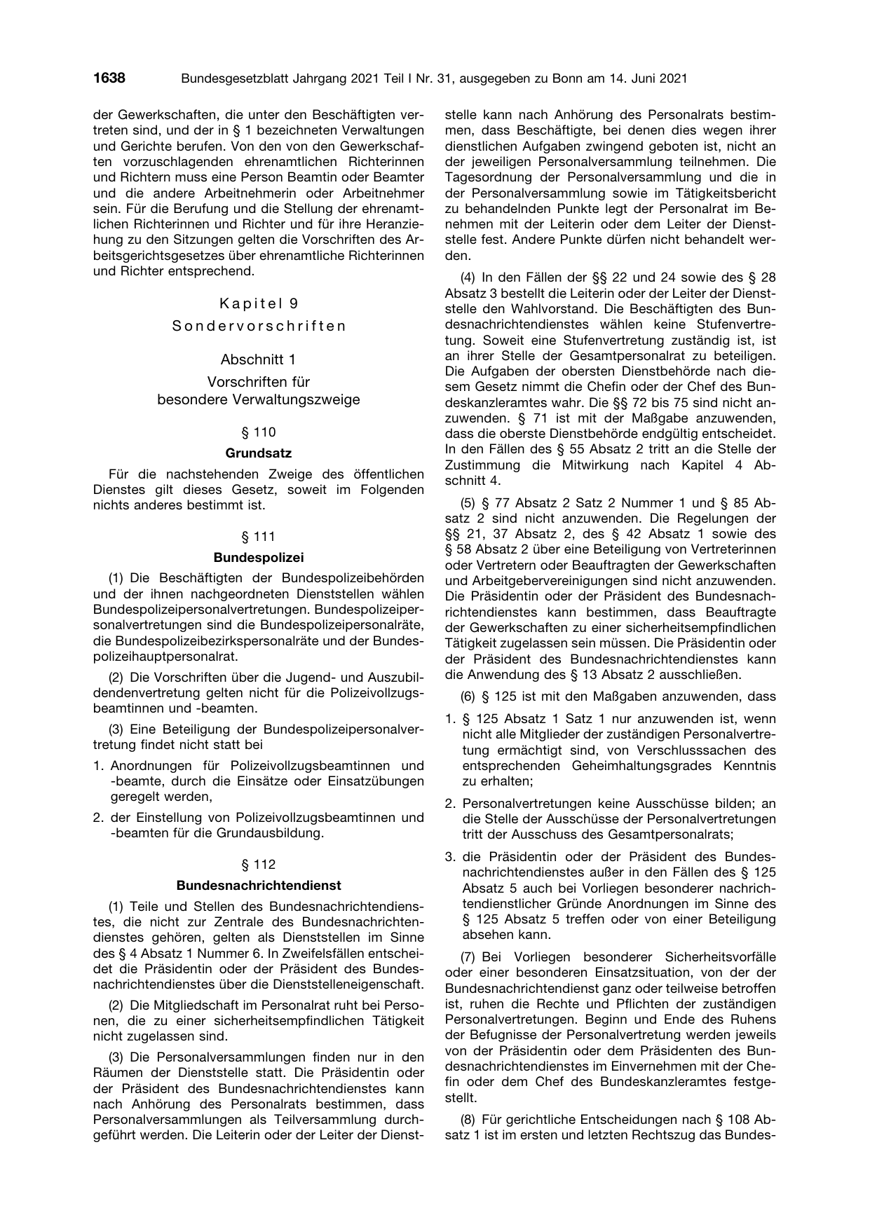 BGBl. 2021, Seite 1638 — Originalseite als Abbildung