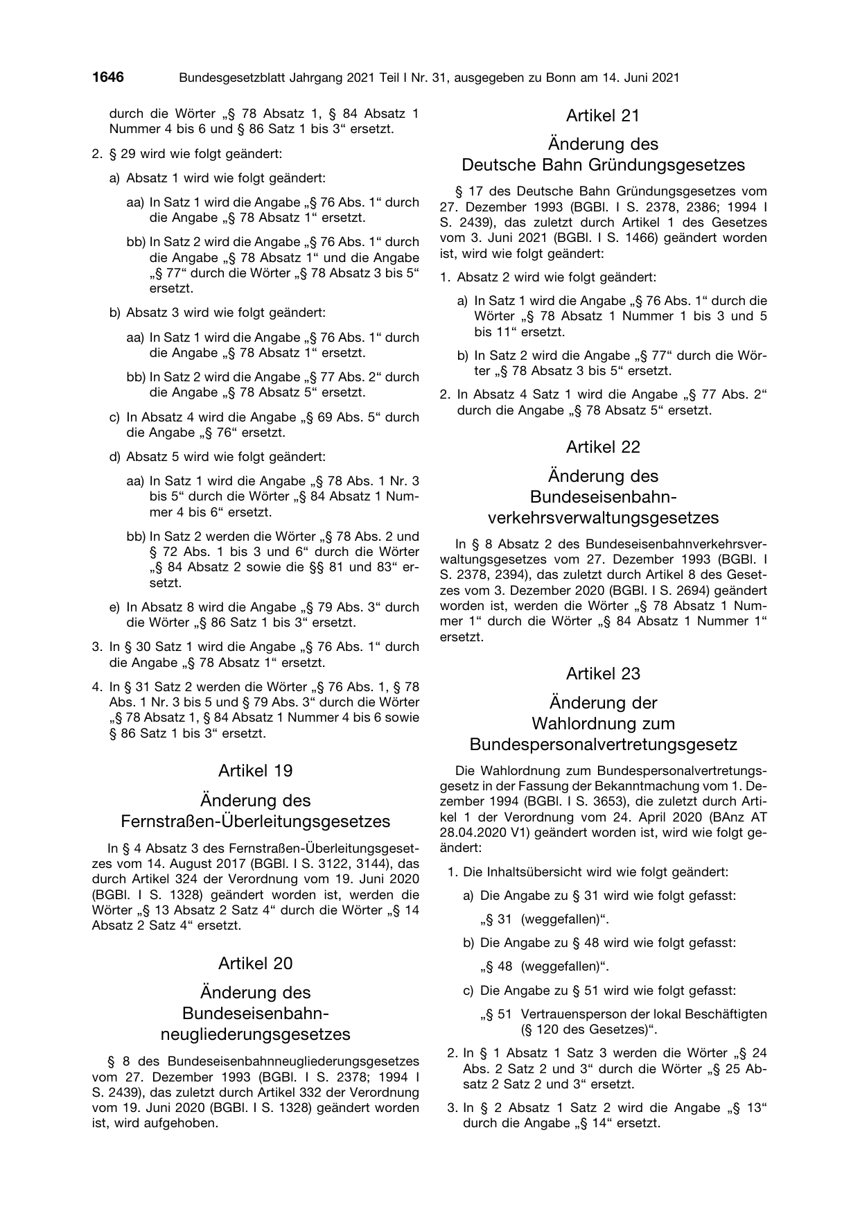 BGBl. 2021, Seite 1646 — Originalseite als Abbildung