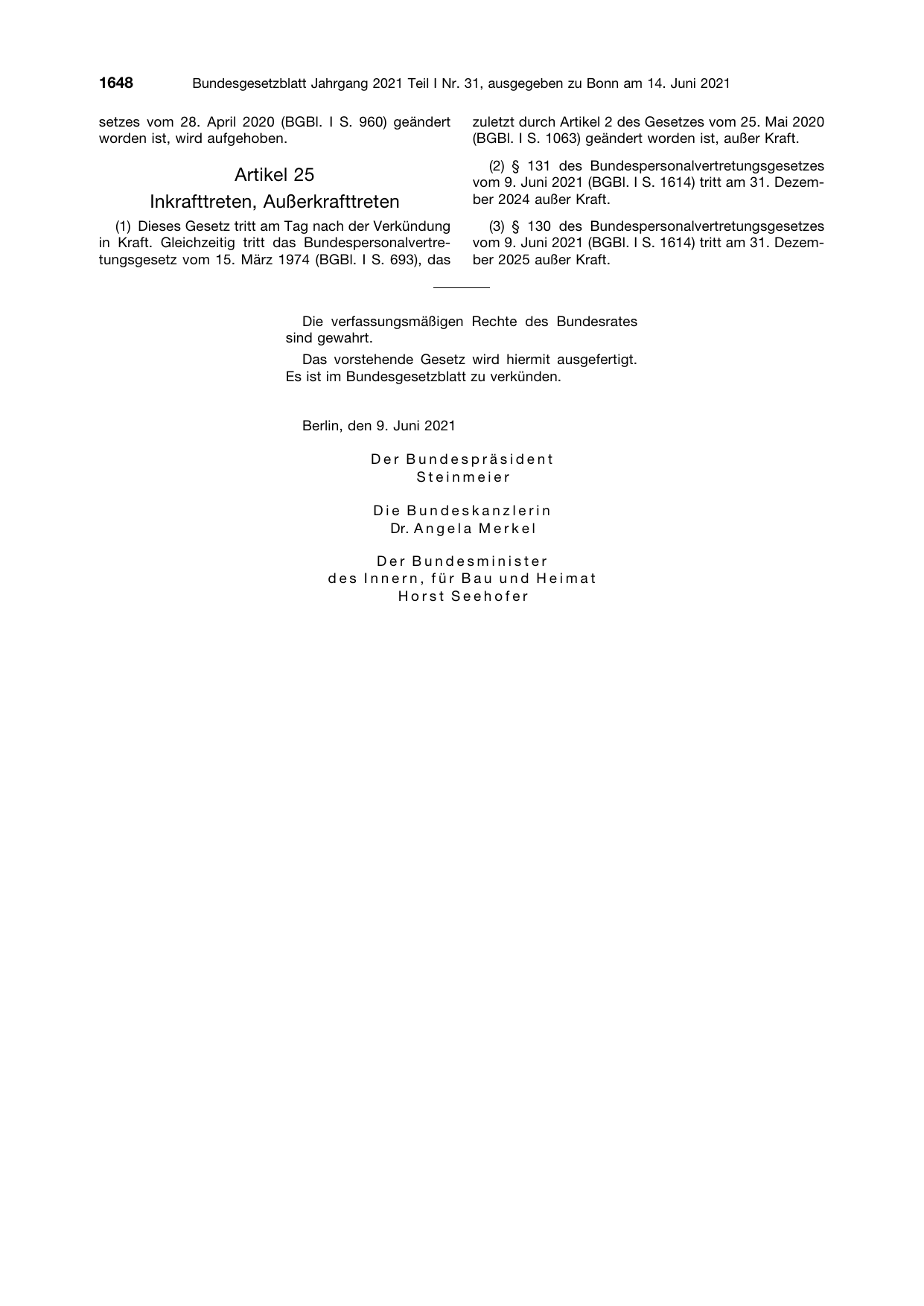 BGBl. 2021, Seite 1648 — Originalseite als Abbildung