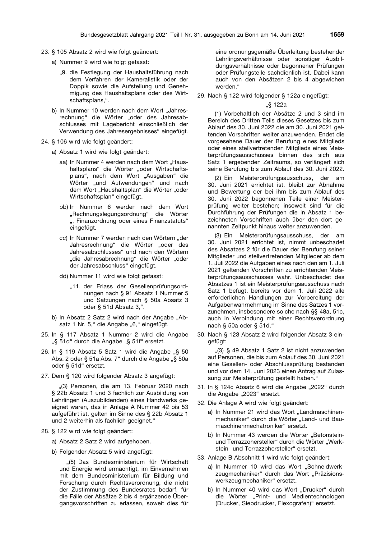 BGBl. 2021, Seite 1659 — Originalseite als Abbildung